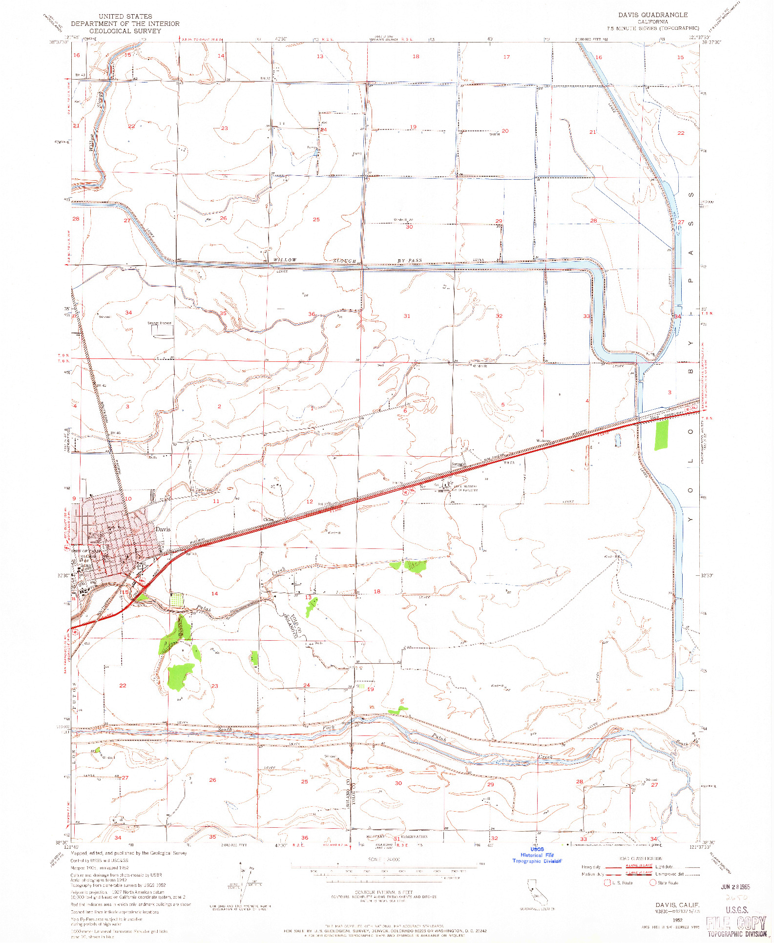 USGS 1:24000-SCALE QUADRANGLE FOR DAVIS, CA 1952