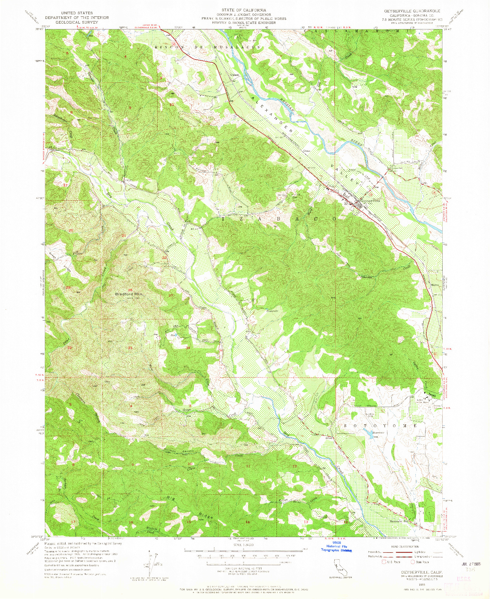 USGS 1:24000-SCALE QUADRANGLE FOR GEYSERVILLE, CA 1955