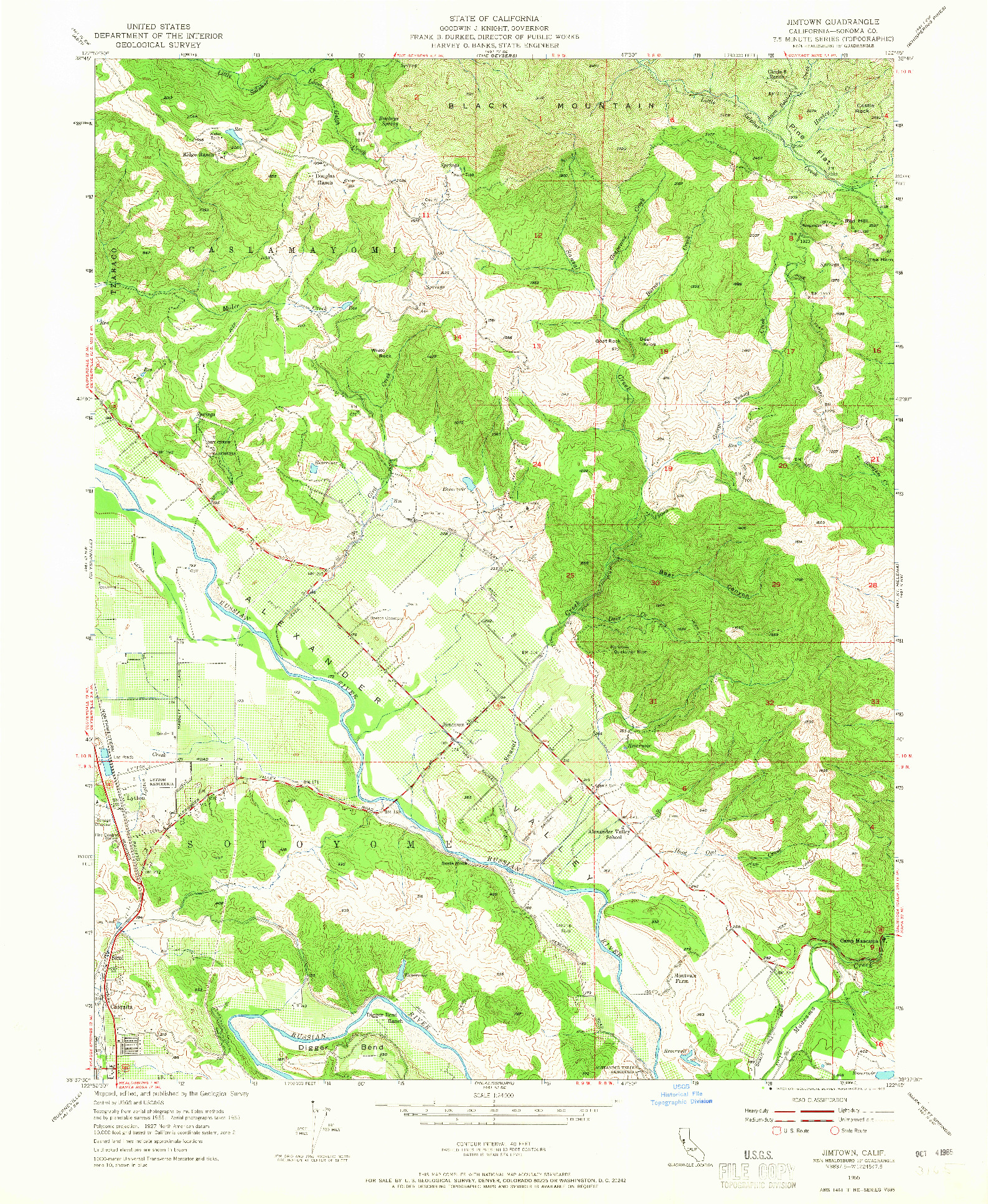 USGS 1:24000-SCALE QUADRANGLE FOR JIMTOWN, CA 1955