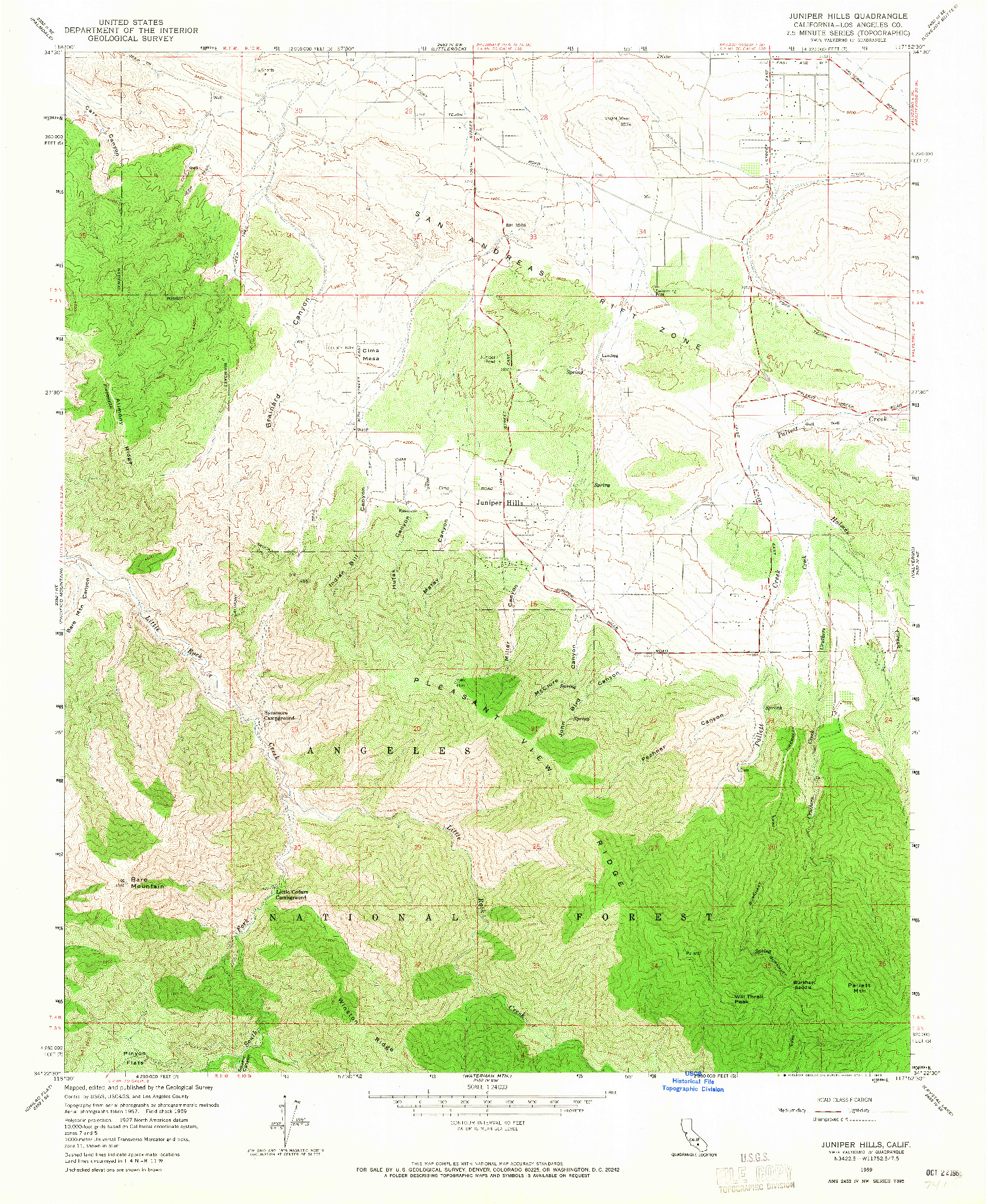 USGS 1:24000-SCALE QUADRANGLE FOR JUNIPER HILLS, CA 1959