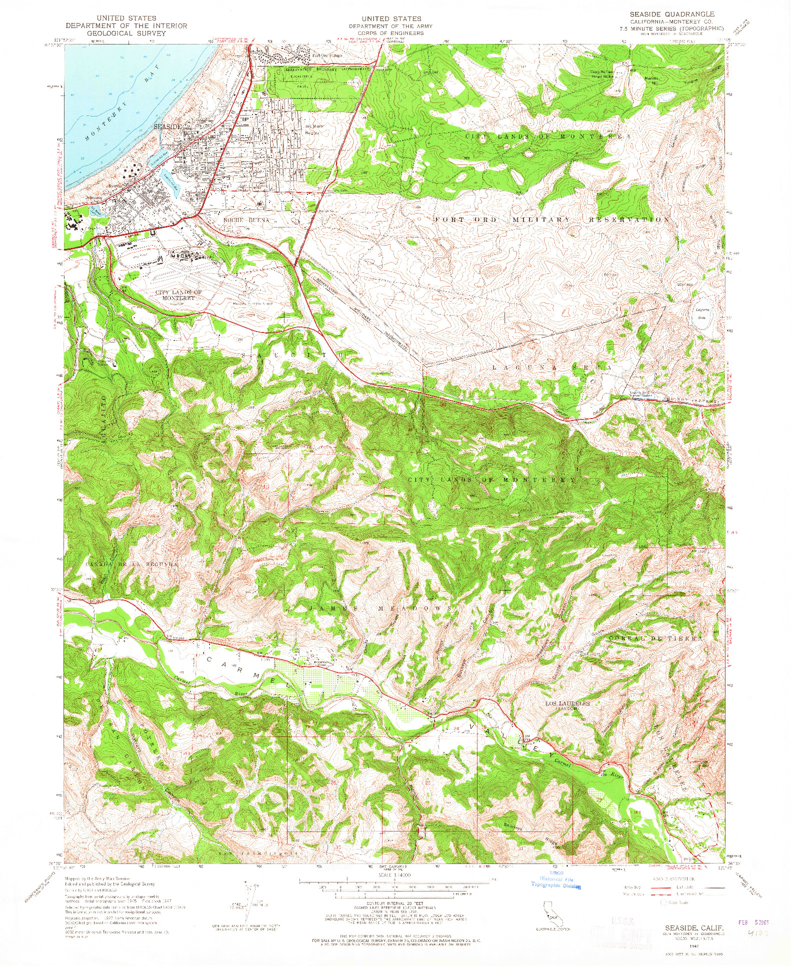 USGS 1:24000-SCALE QUADRANGLE FOR SEASIDE, CA 1947