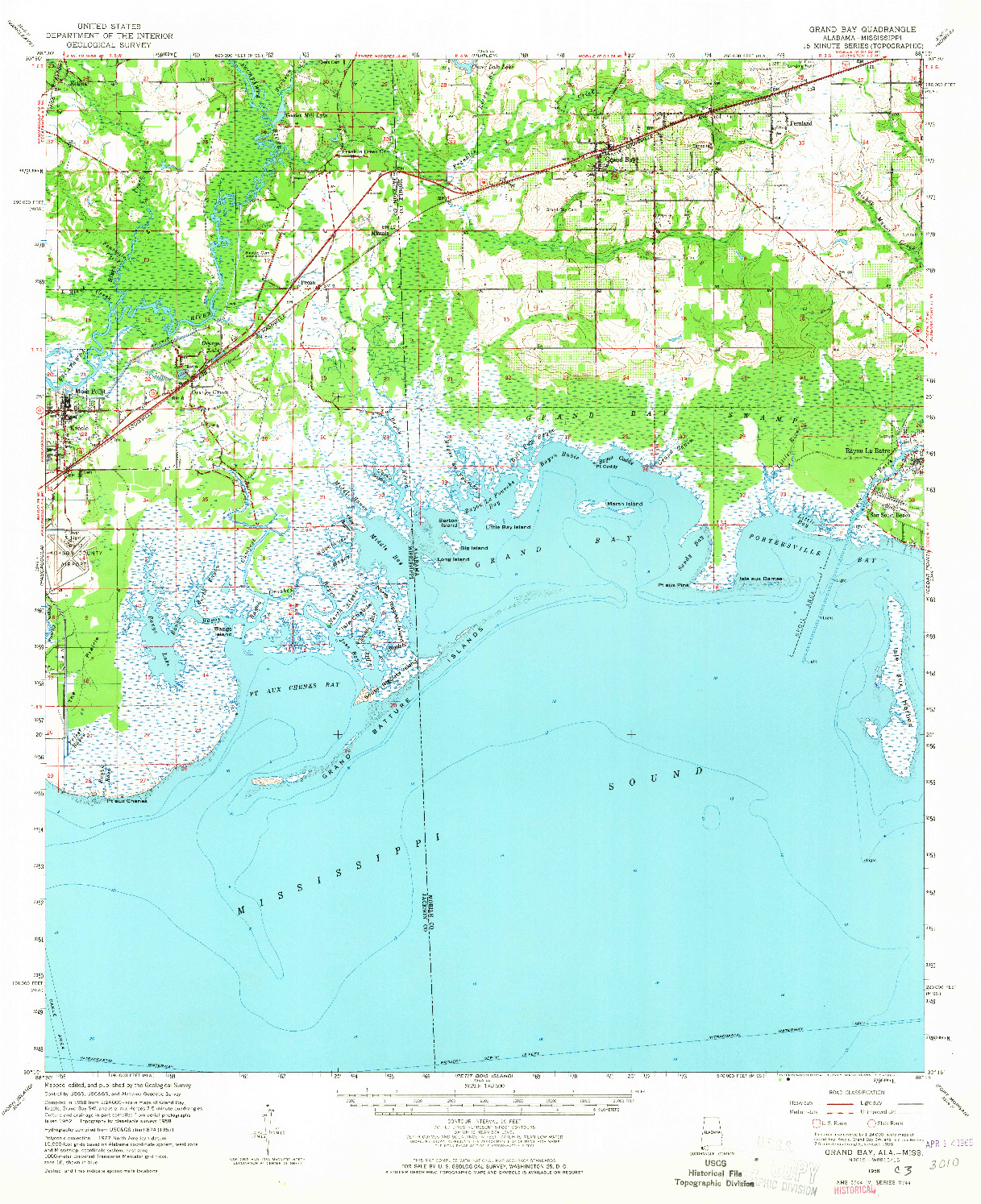 USGS 1:62500-SCALE QUADRANGLE FOR GRAND BAY, AL 1958