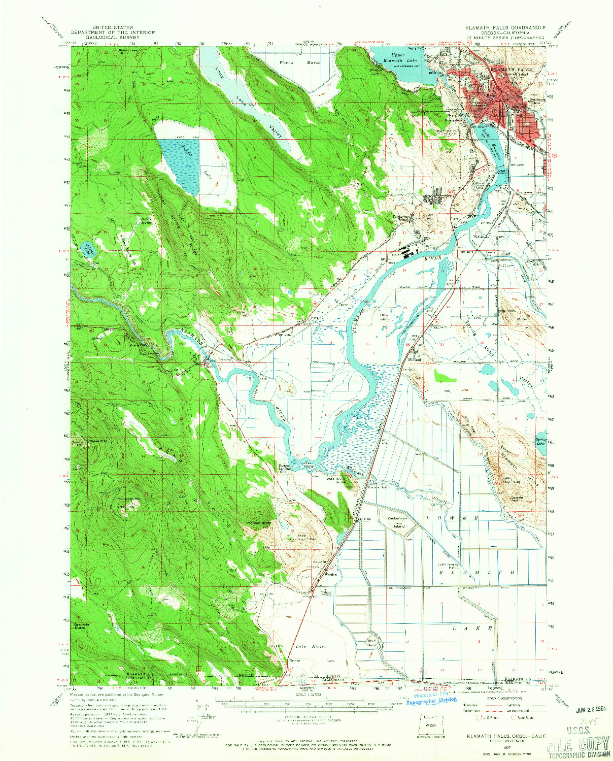 USGS 1:62500-SCALE QUADRANGLE FOR KLAMATH FALLS, OR 1957