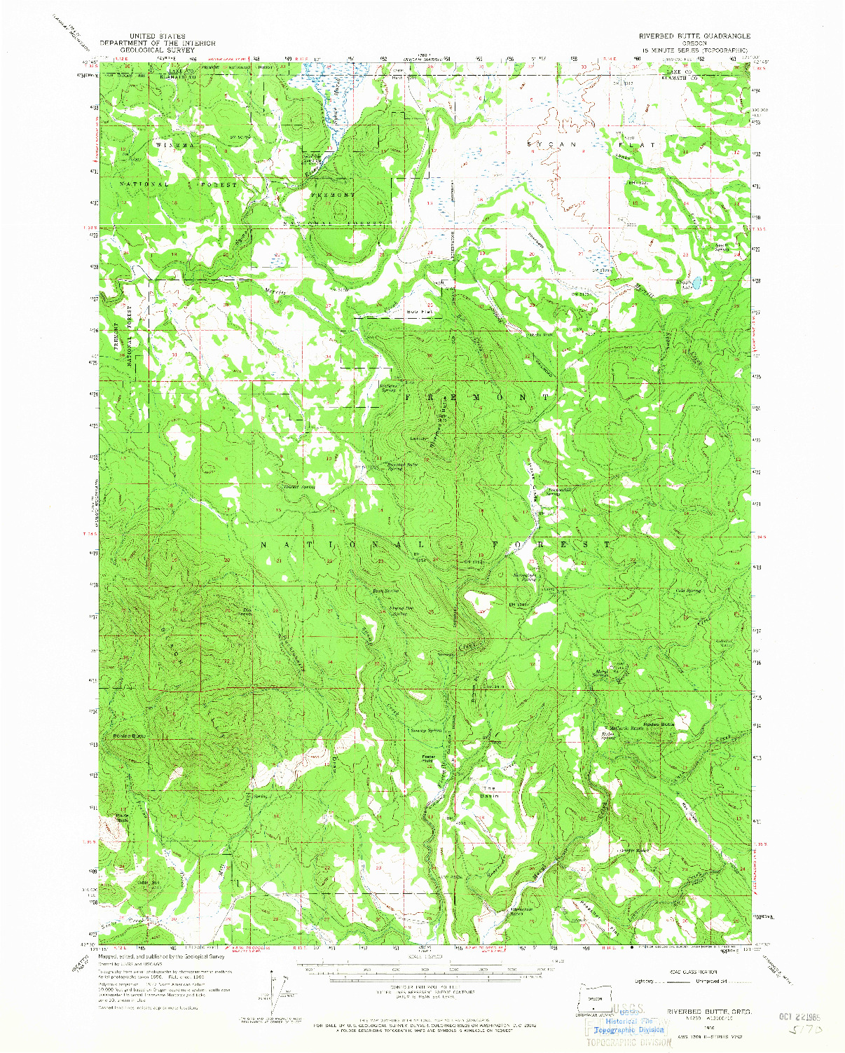 USGS 1:62500-SCALE QUADRANGLE FOR RIVERBED BUTTE, OR 1960