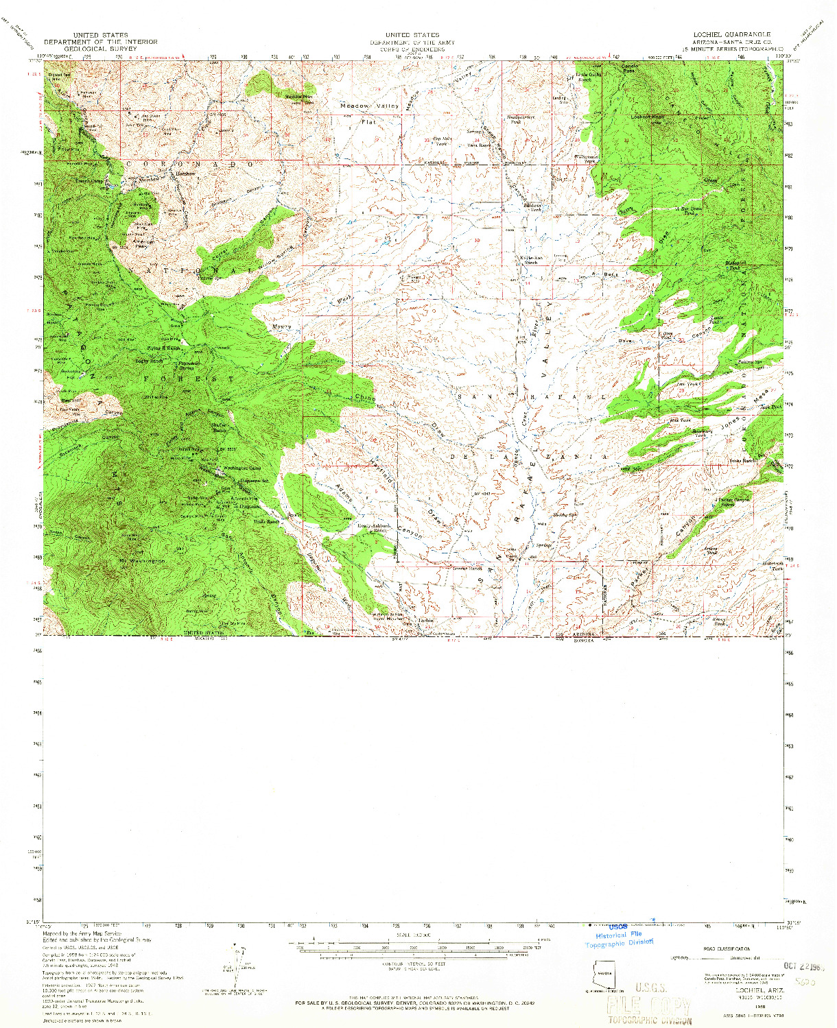 USGS 1:62500-SCALE QUADRANGLE FOR LOCHIEL, AZ 1958