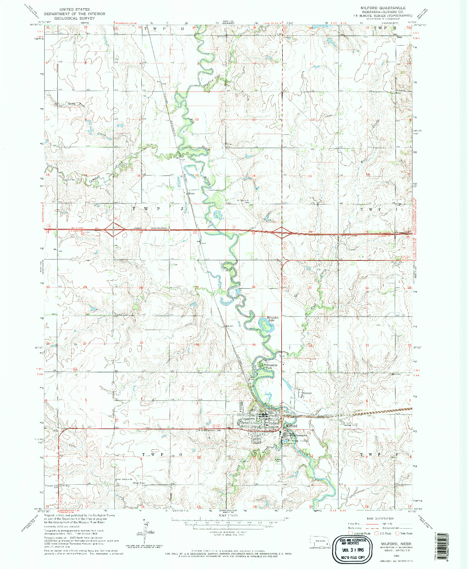 USGS 1:24000-SCALE QUADRANGLE FOR MILFORD, NE 1964
