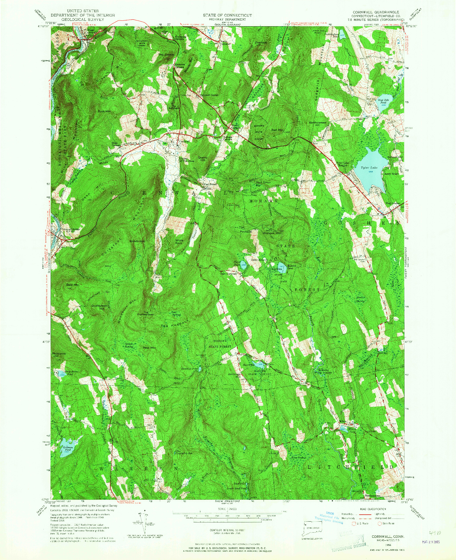 USGS 1:24000-SCALE QUADRANGLE FOR CORNWALL, CT 1956