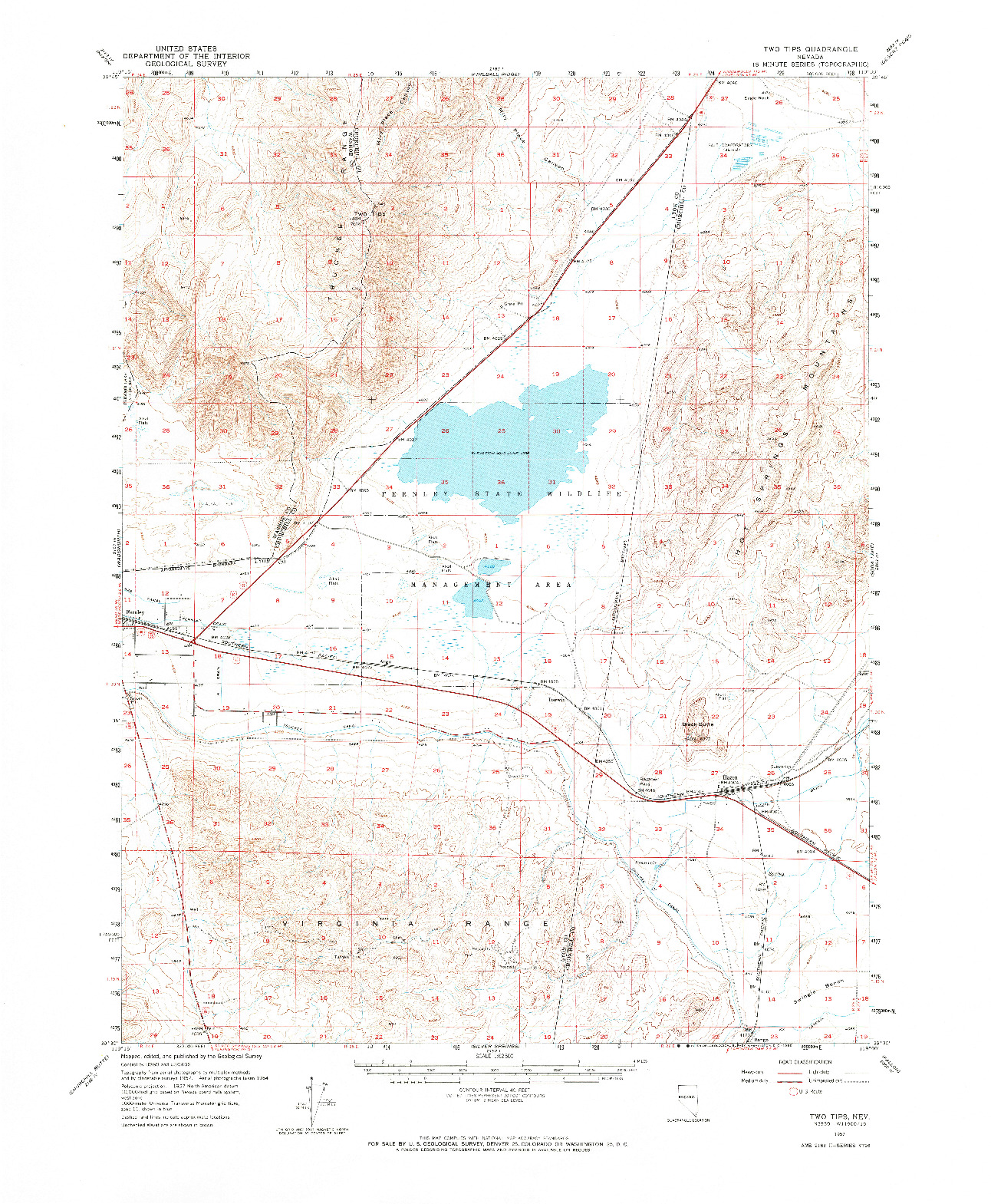 USGS 1:62500-SCALE QUADRANGLE FOR TWO TIPS, NV 1957