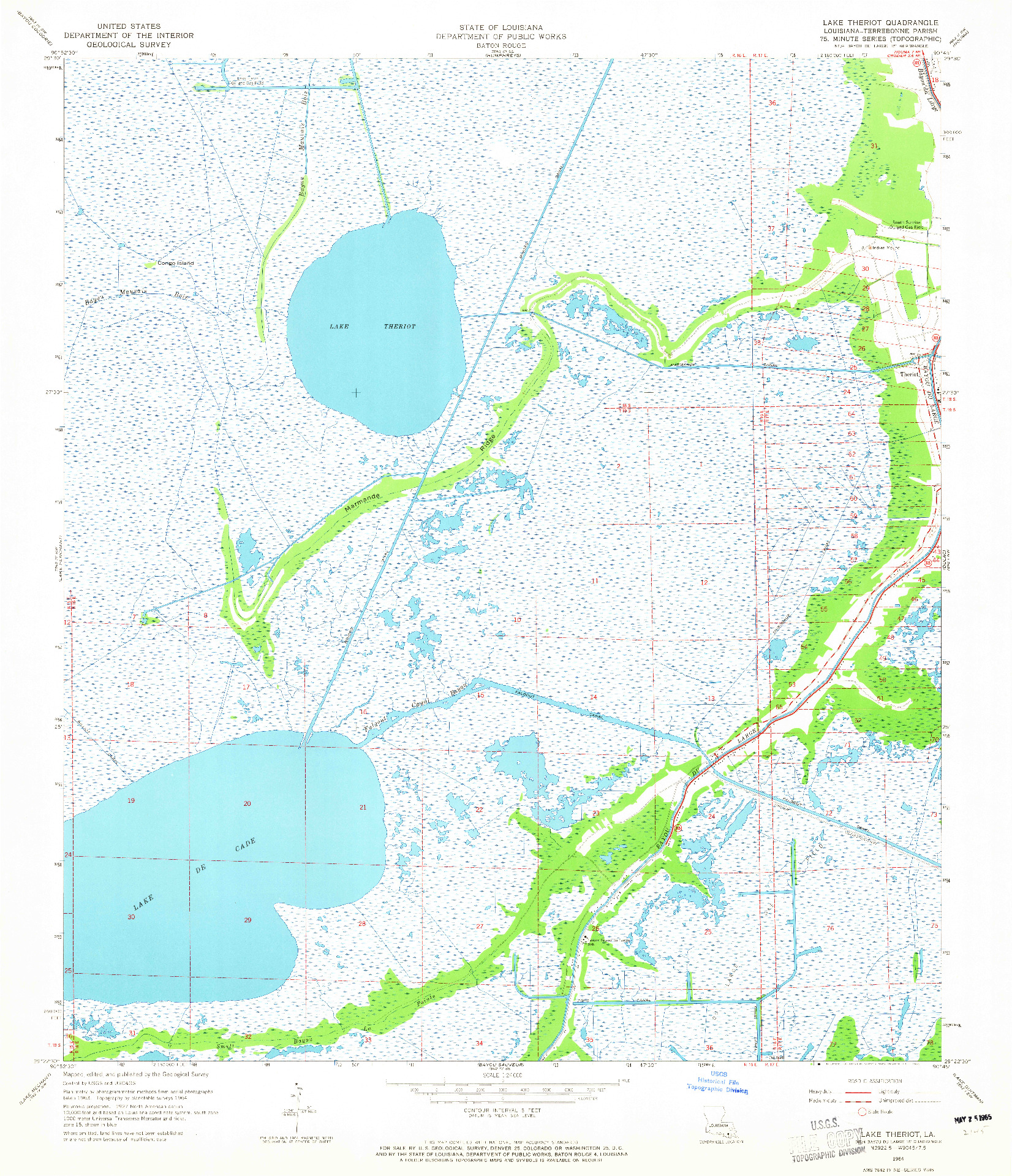 USGS 1:24000-SCALE QUADRANGLE FOR LAKE THERIOT, LA 1964