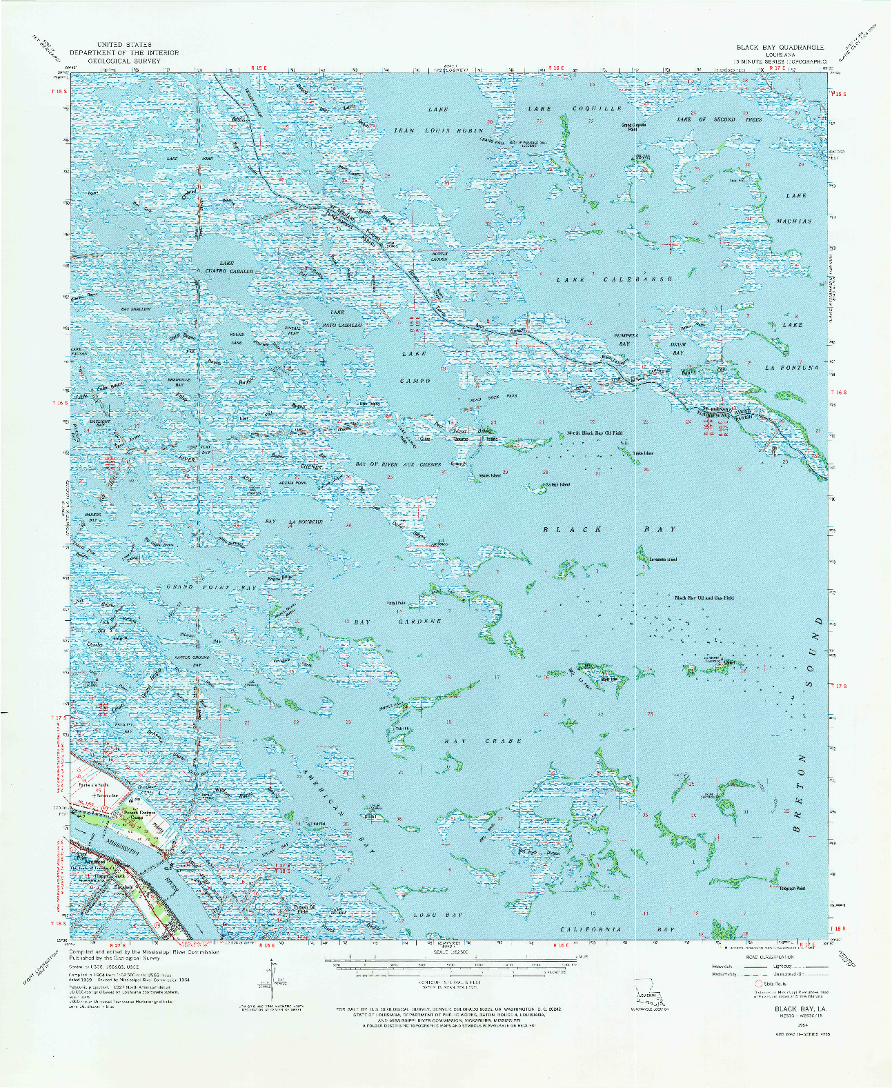 USGS 1:62500-SCALE QUADRANGLE FOR BLACK BAY, LA 1964