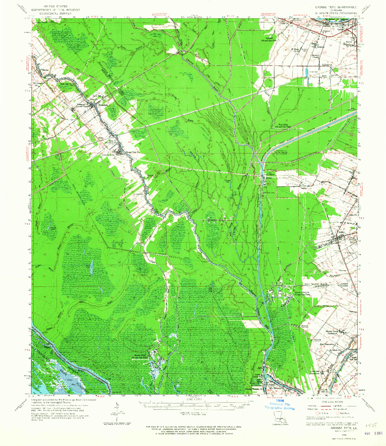 USGS 1:62500-SCALE QUADRANGLE FOR GROSSE TETE, LA 1962