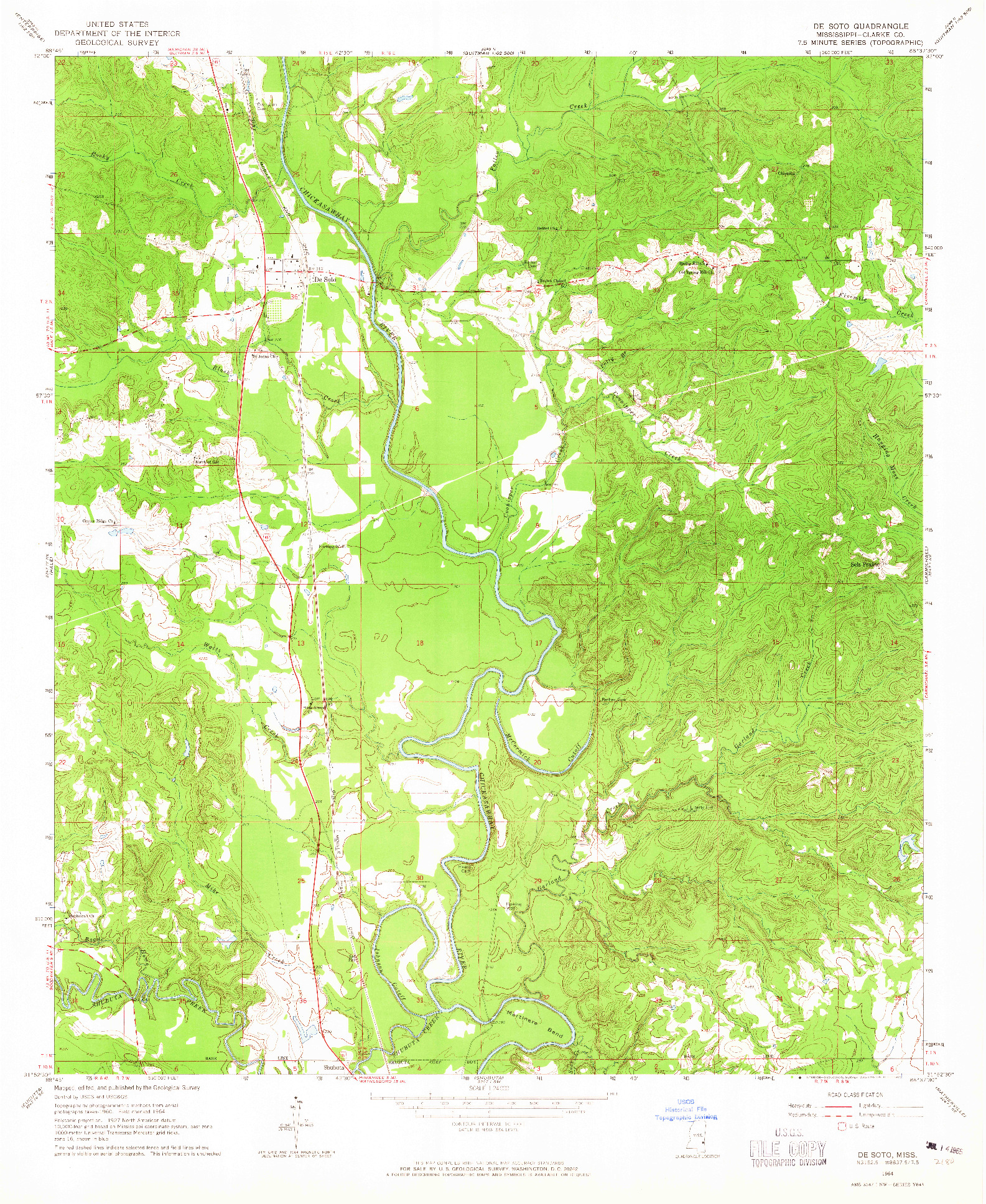 USGS 1:24000-SCALE QUADRANGLE FOR DE SOTO, MS 1964