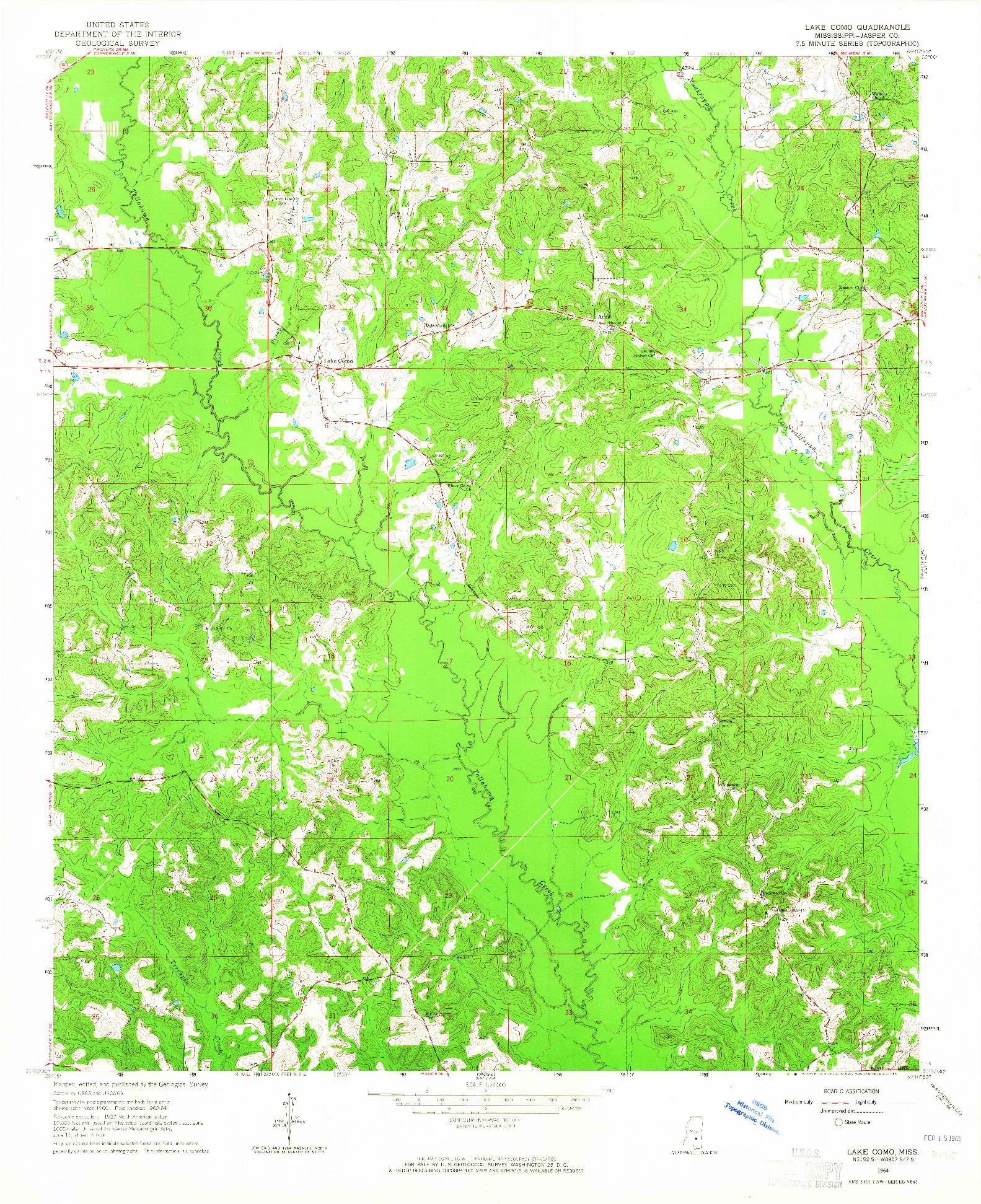 USGS 1:24000-SCALE QUADRANGLE FOR LAKE COMO, MS 1964