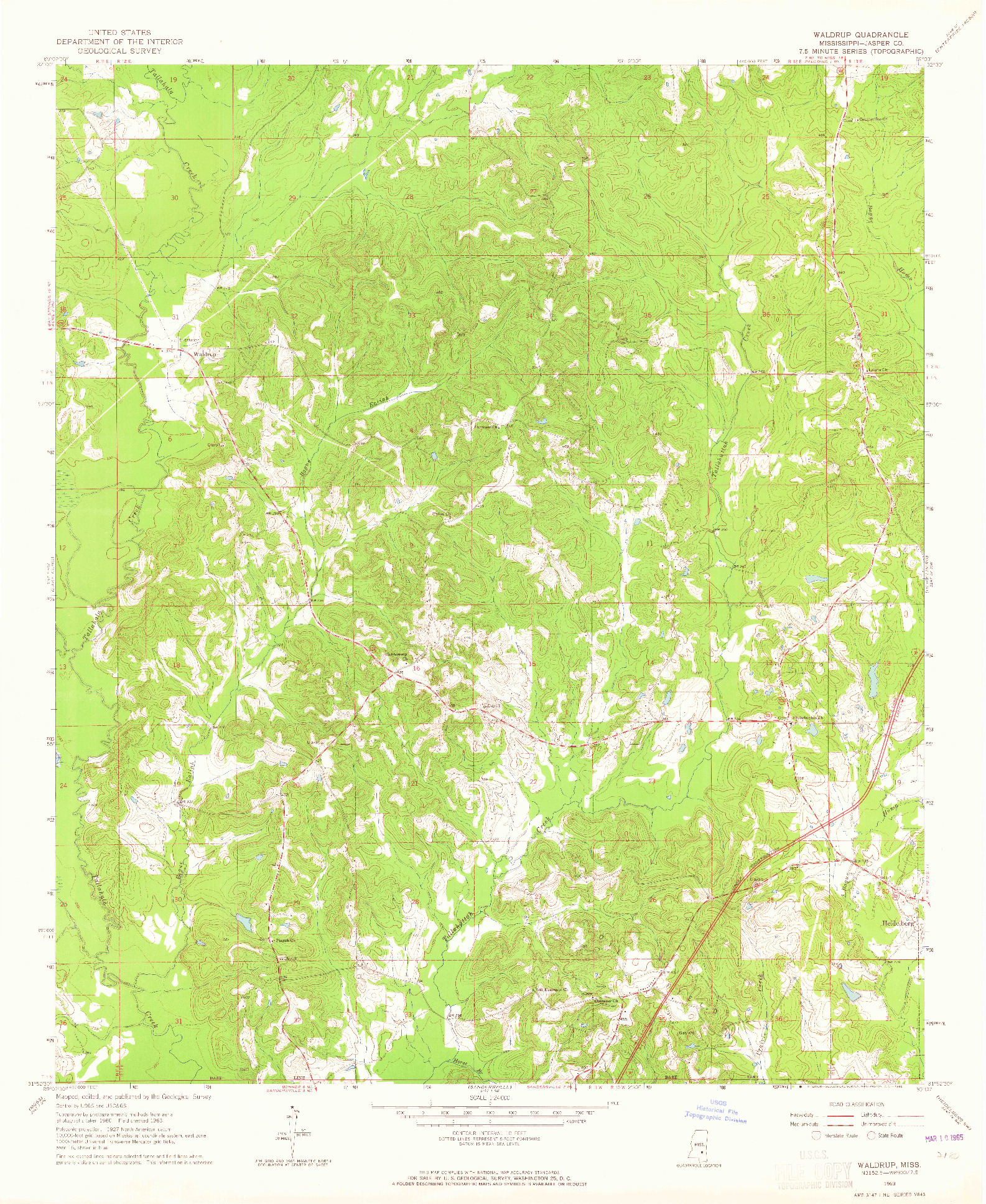 USGS 1:24000-SCALE QUADRANGLE FOR WALDRUP, MS 1963