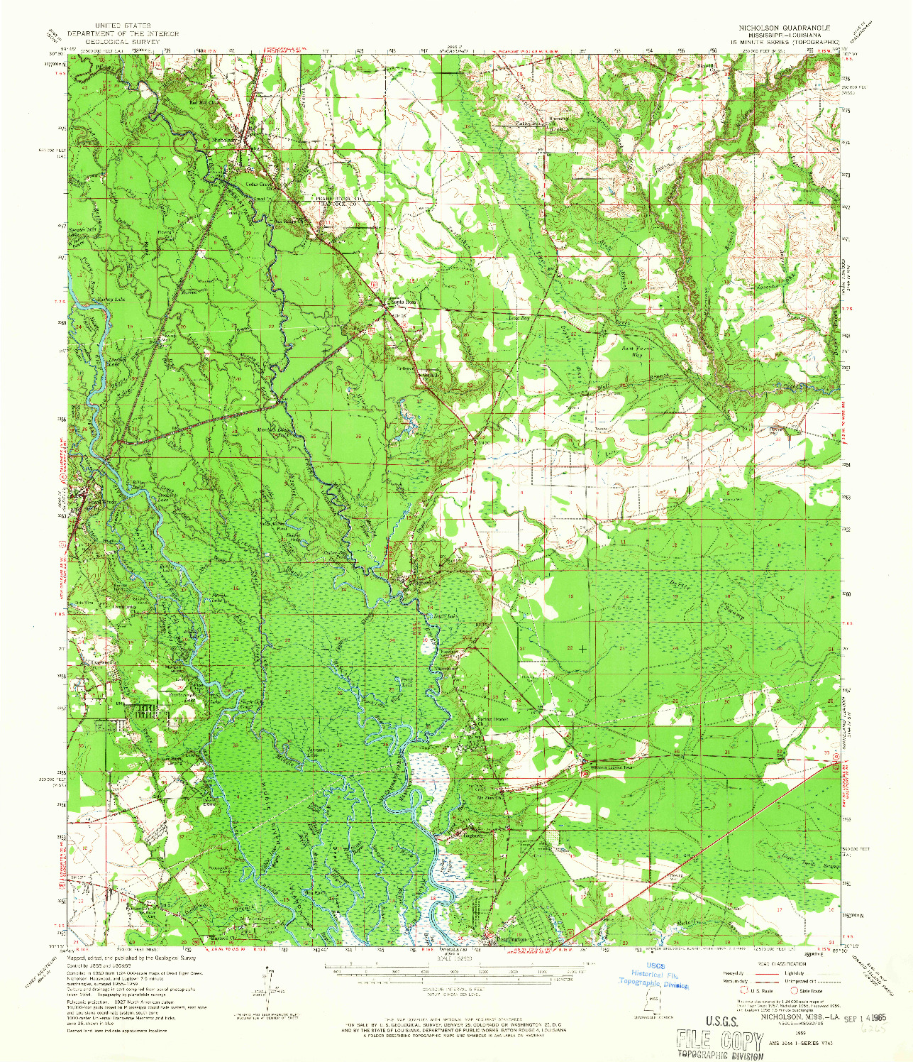 USGS 1:62500-SCALE QUADRANGLE FOR NICHOLSON, MS 1959