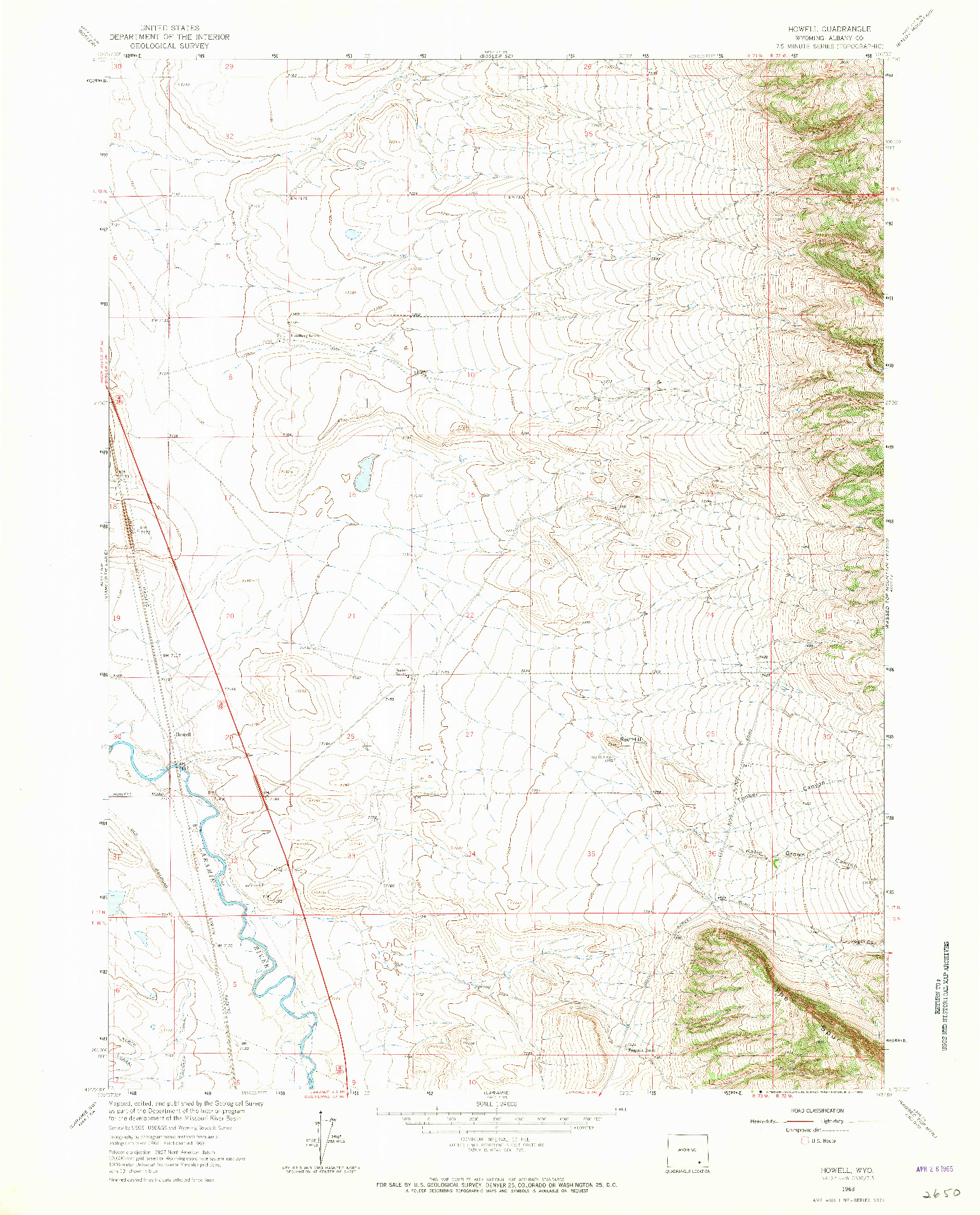 USGS 1:24000-SCALE QUADRANGLE FOR HOWELL, WY 1963