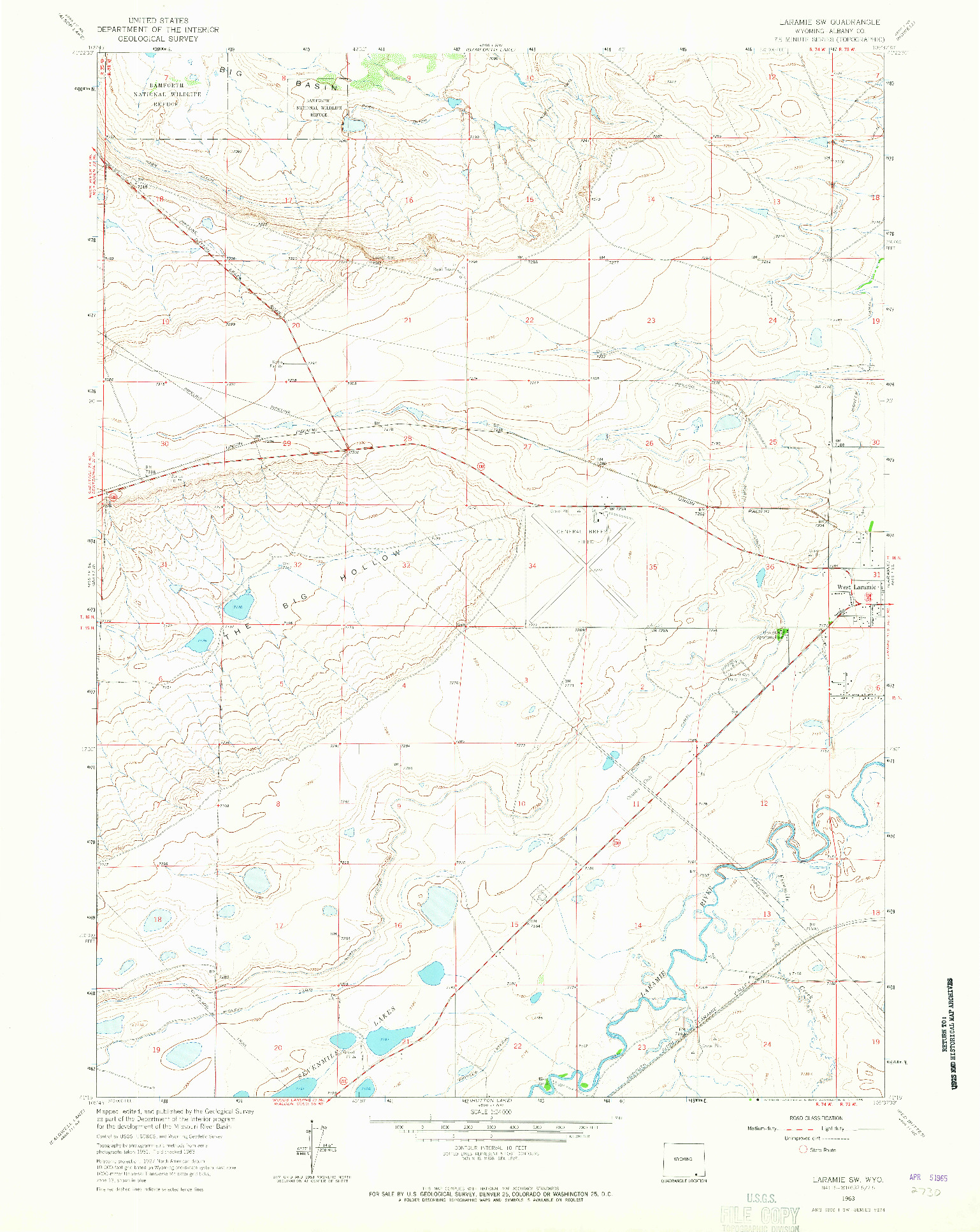 USGS 1:24000-SCALE QUADRANGLE FOR LARAMIE SW, WY 1963