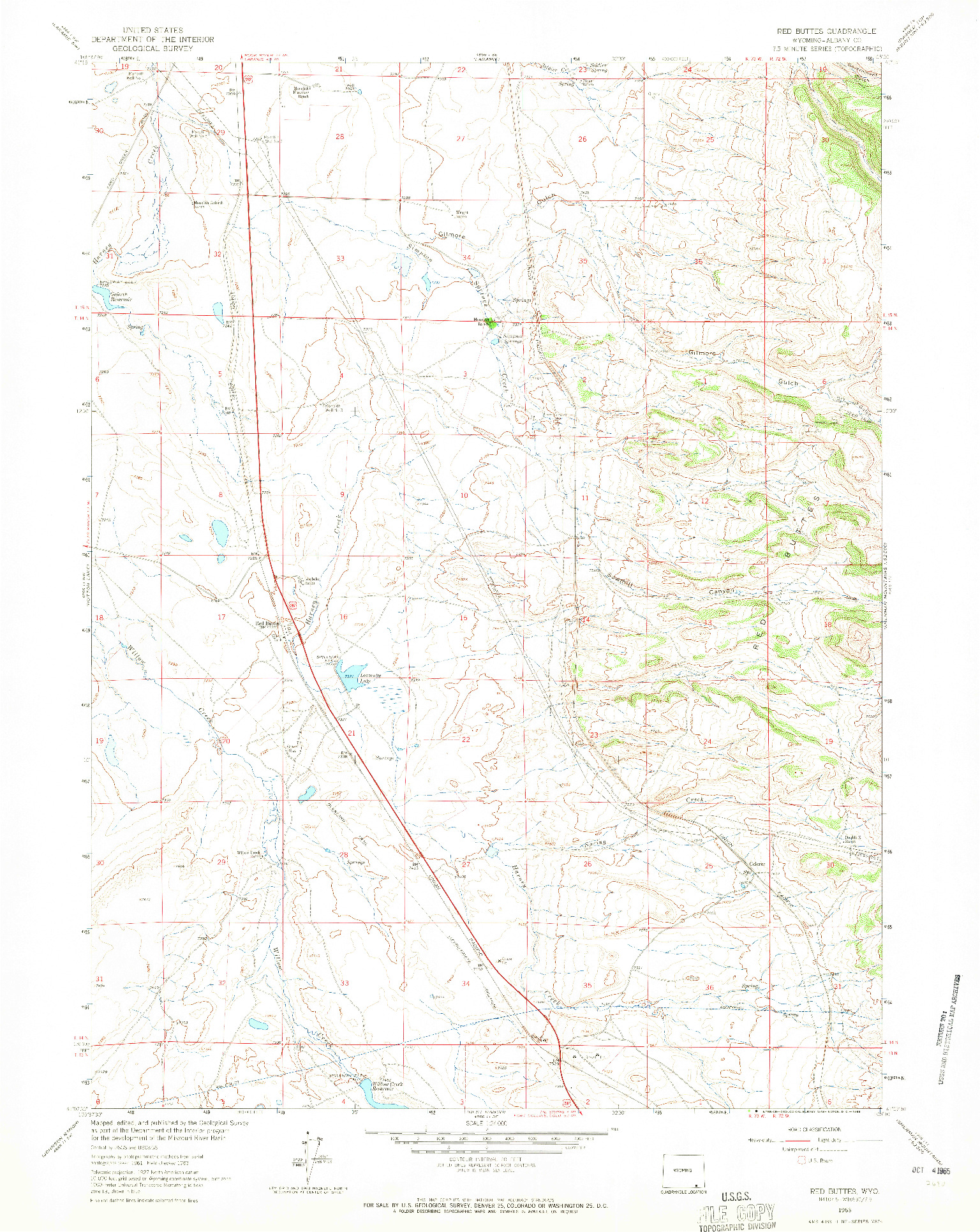 USGS 1:24000-SCALE QUADRANGLE FOR RED BUTTES, WY 1963