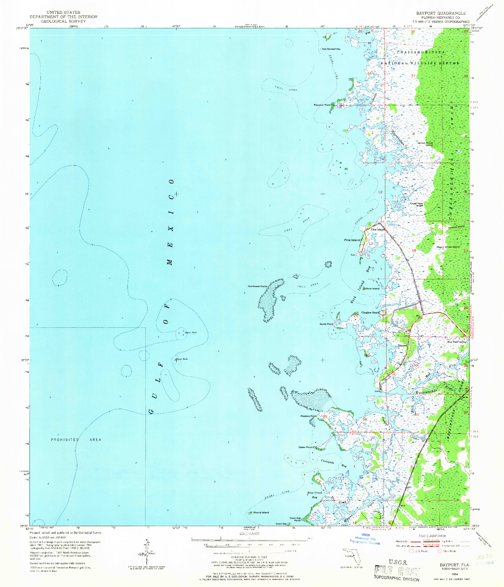 USGS 1:24000-SCALE QUADRANGLE FOR BAYPORT, FL 1954