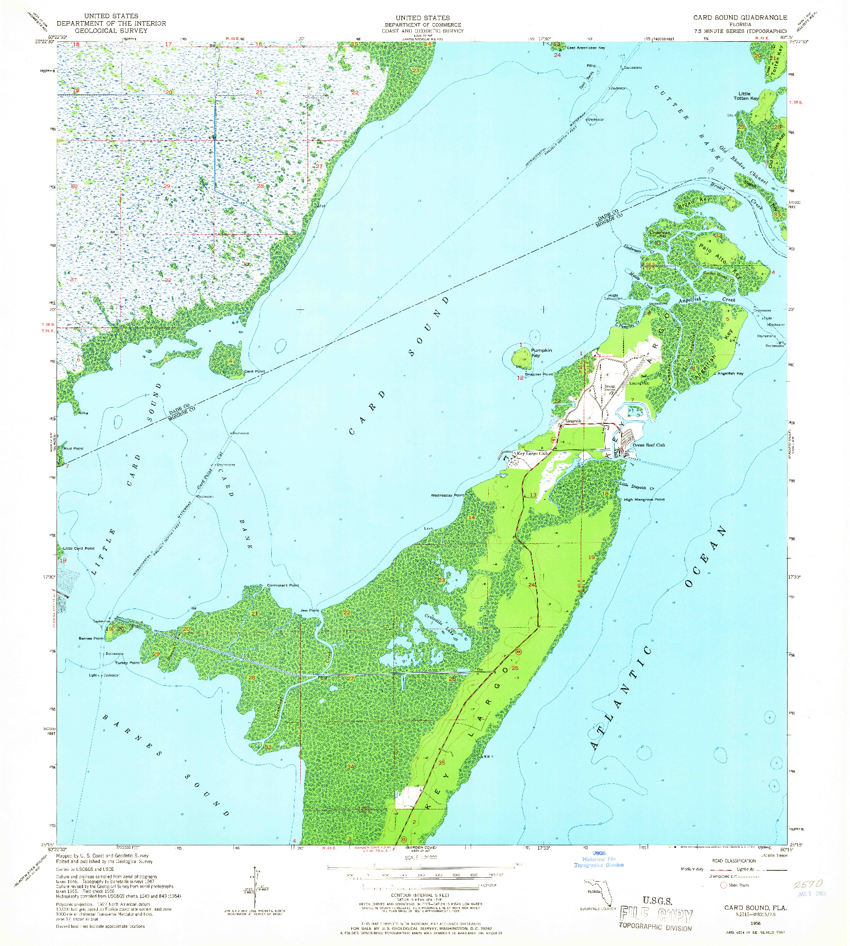 USGS 1:24000-SCALE QUADRANGLE FOR CARD SOUND, FL 1956