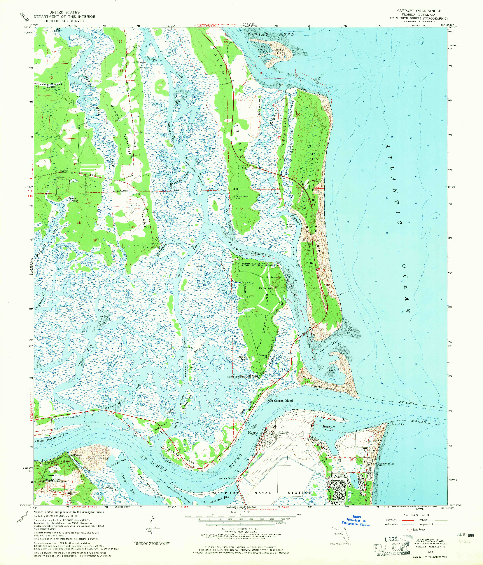 USGS 1:24000-SCALE QUADRANGLE FOR MAYPORT, FL 1964