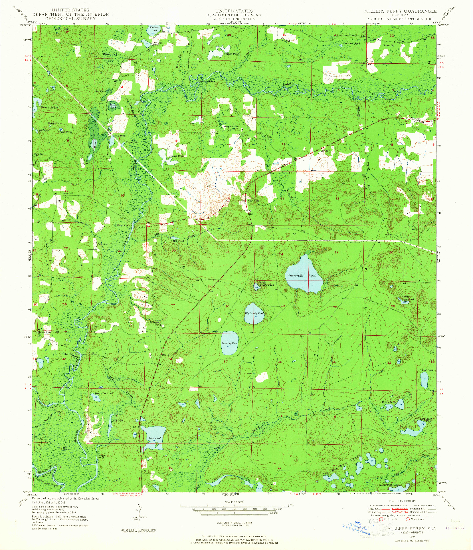 USGS 1:24000-SCALE QUADRANGLE FOR MILLERS FERRY, FL 1949