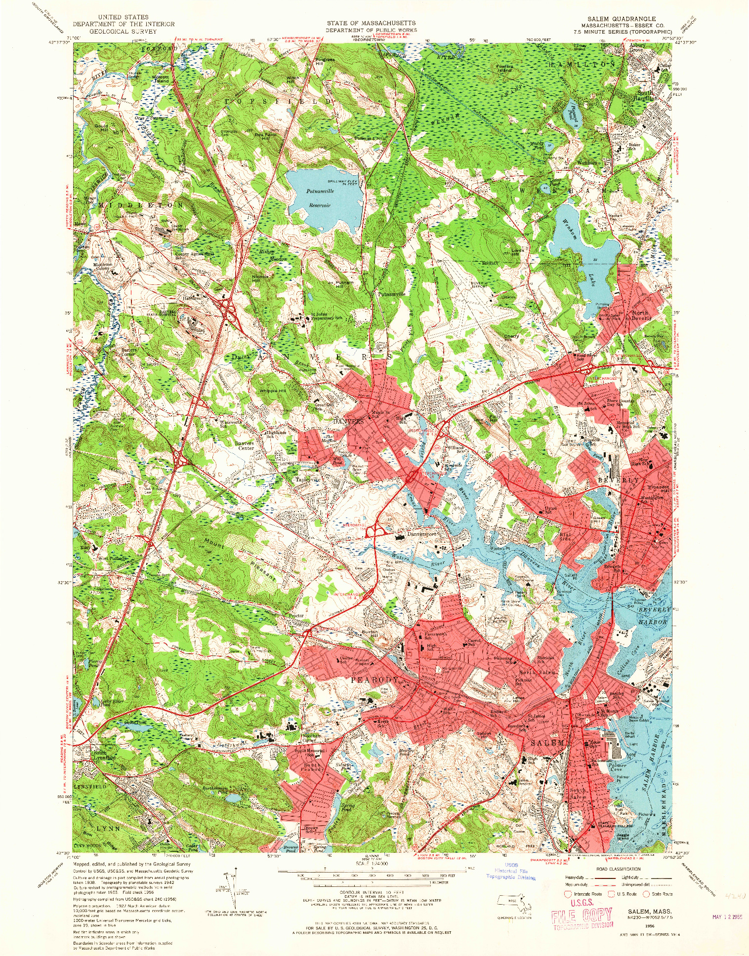 USGS 1:24000-SCALE QUADRANGLE FOR SALEM, MA 1956