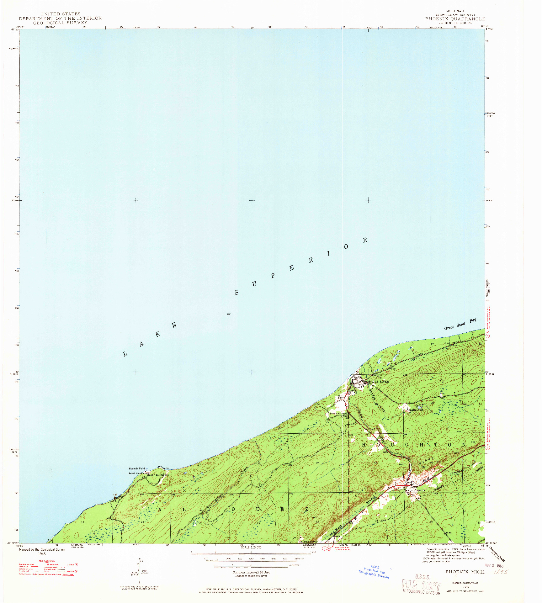 USGS 1:24000-SCALE QUADRANGLE FOR PHOENIX, MI 1946