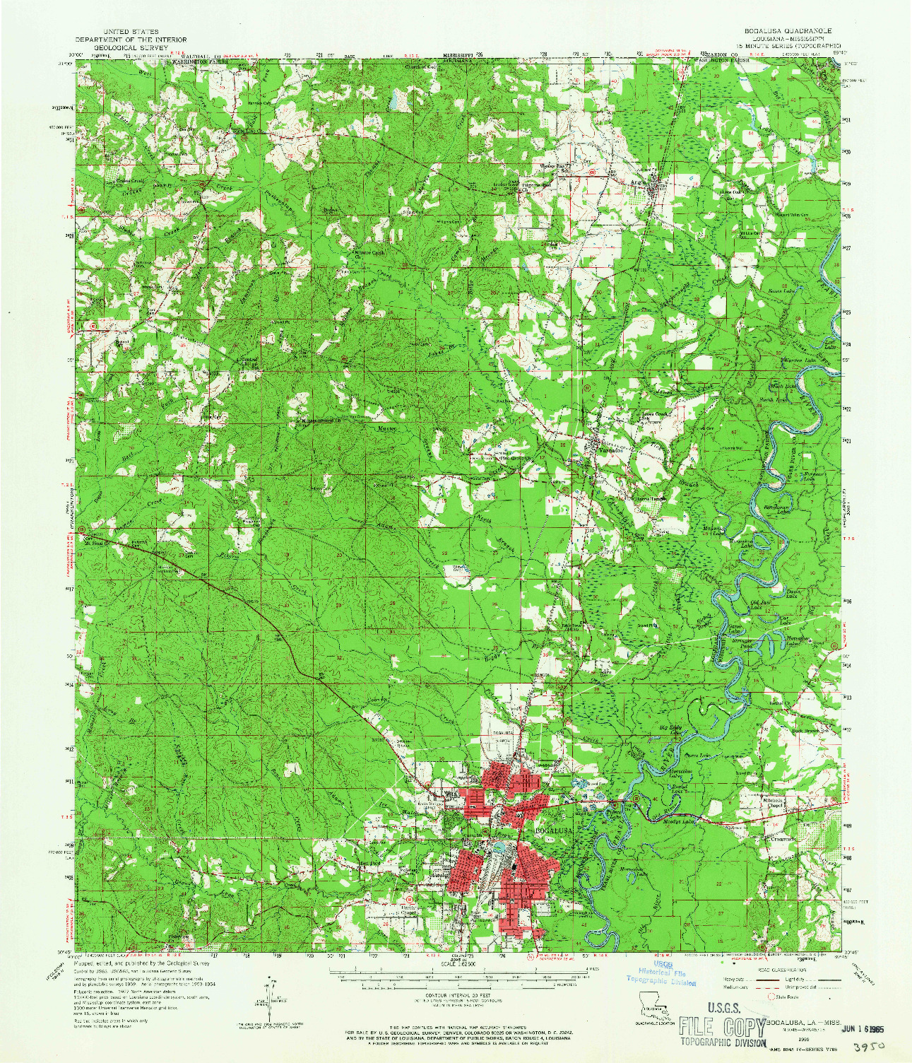USGS 1:62500-SCALE QUADRANGLE FOR BOGALUSA, LA 1959