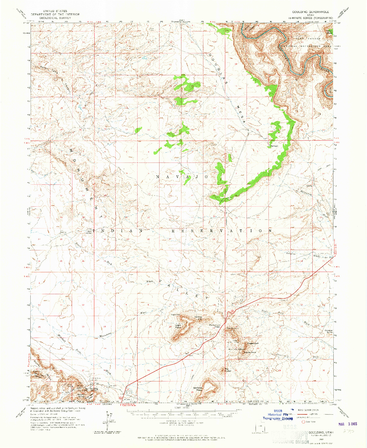 USGS 1:62500-SCALE QUADRANGLE FOR GOULDING, UT 1963