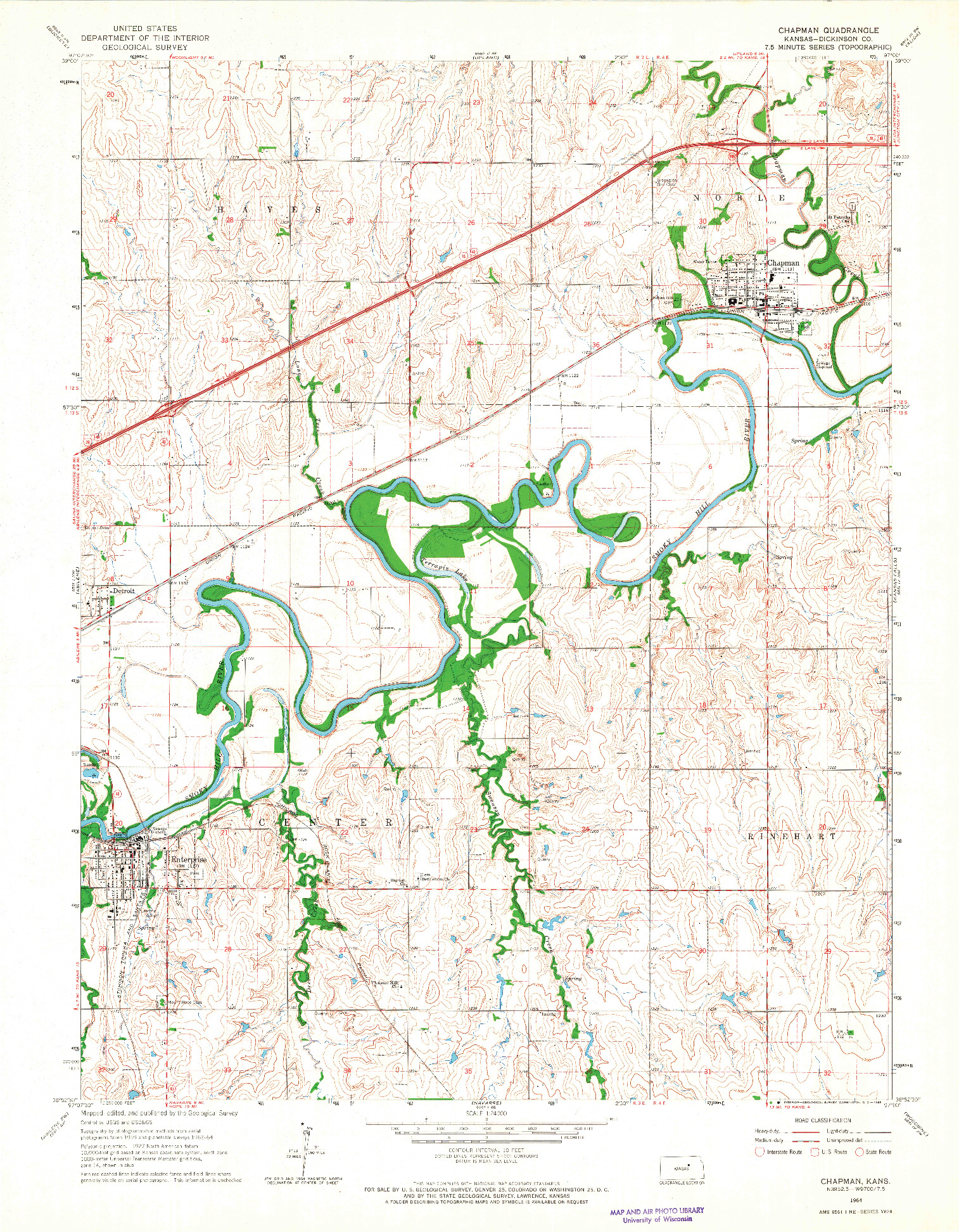 USGS 1:24000-SCALE QUADRANGLE FOR CHAPMAN, KS 1964