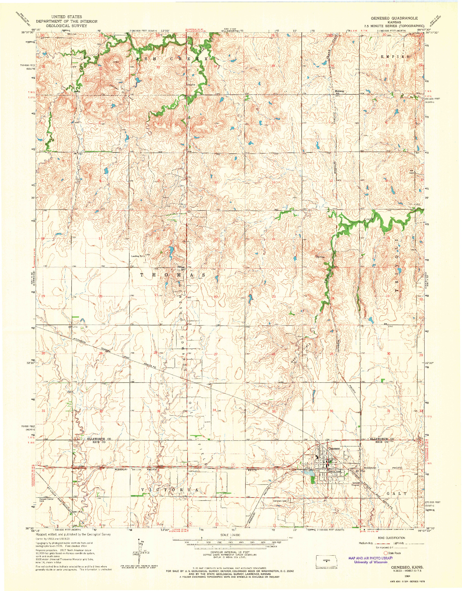 USGS 1:24000-SCALE QUADRANGLE FOR GENESEO, KS 1964