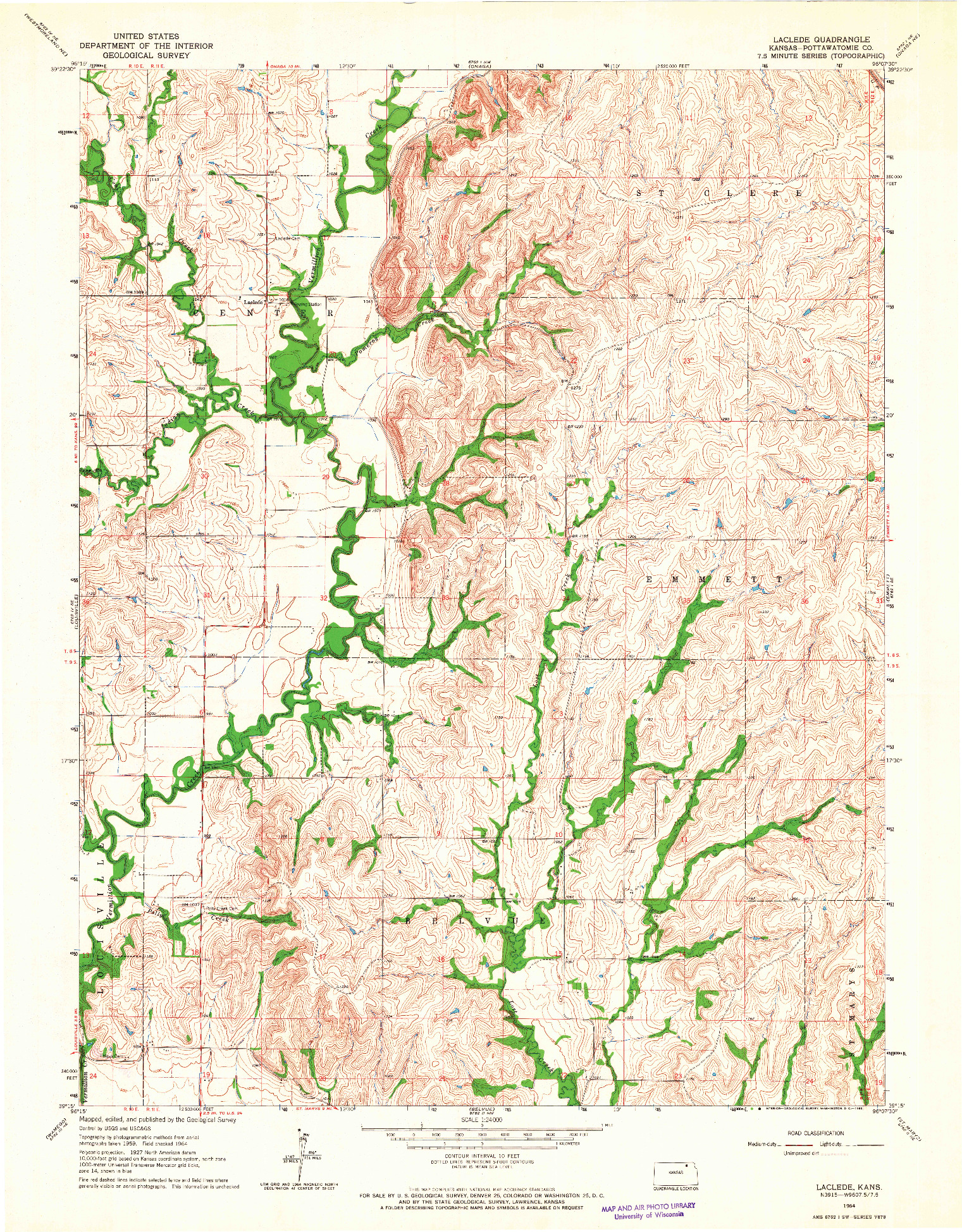 USGS 1:24000-SCALE QUADRANGLE FOR LACLEDE, KS 1964