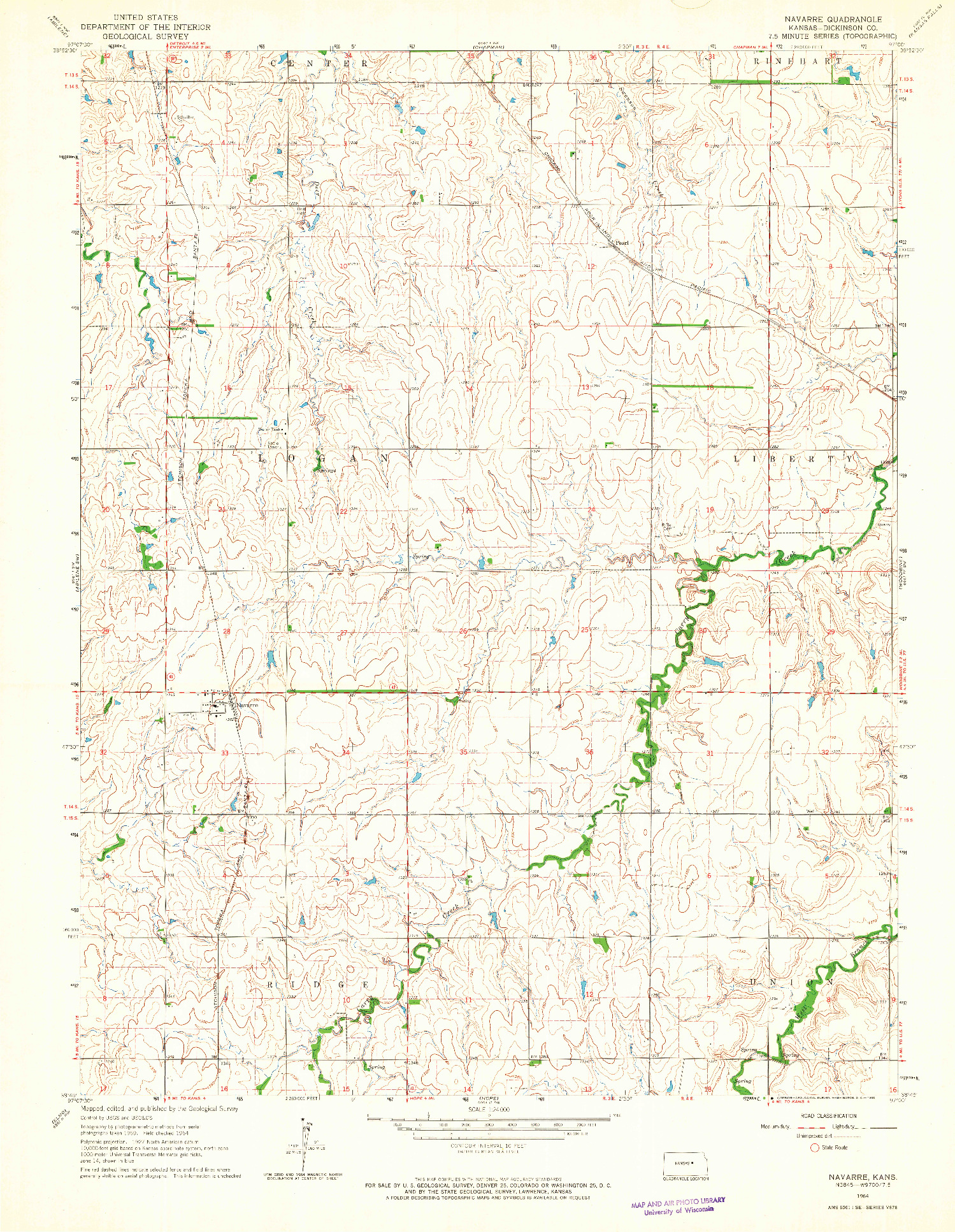 USGS 1:24000-SCALE QUADRANGLE FOR NAVARRE, KS 1964