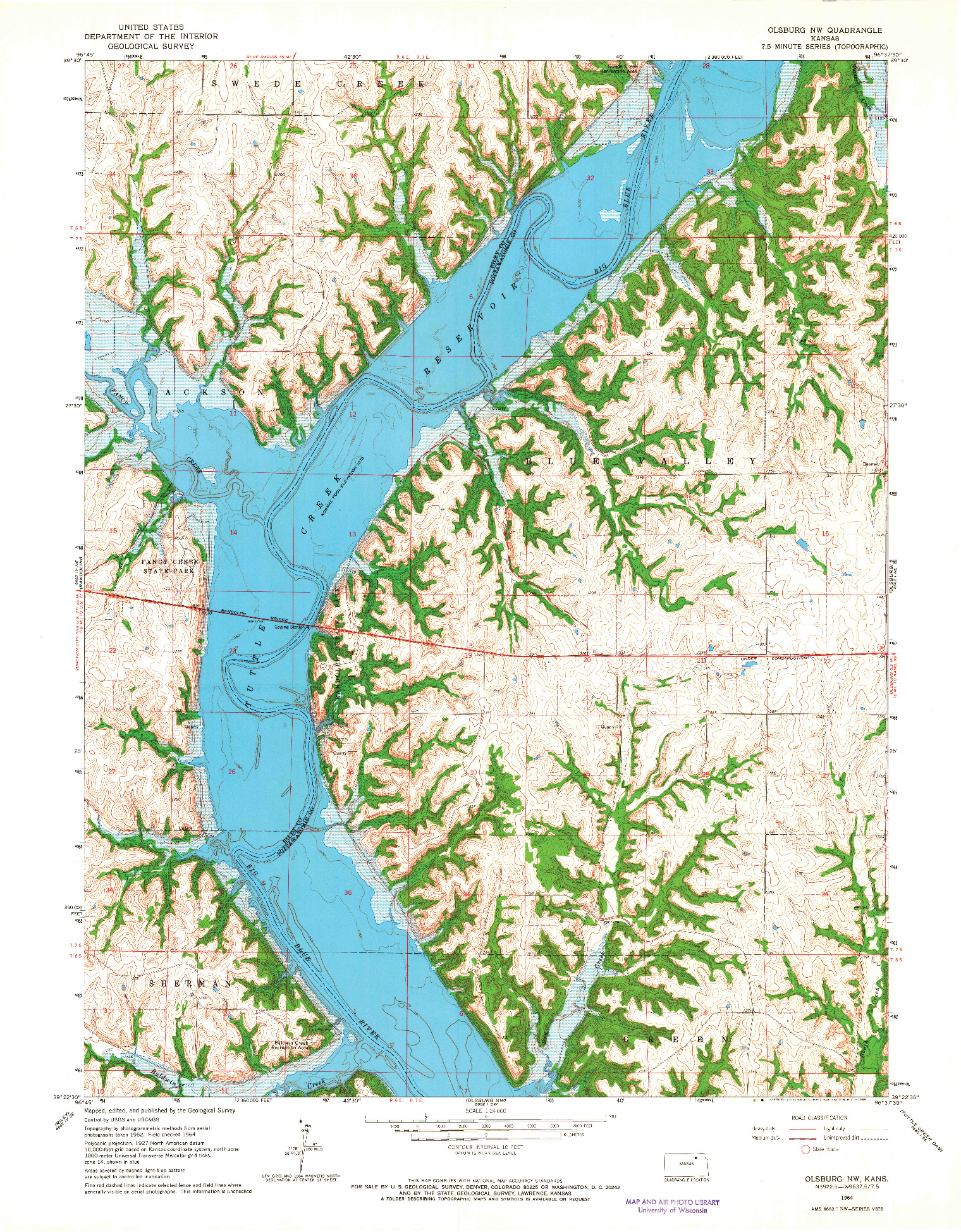 USGS 1:24000-SCALE QUADRANGLE FOR OLSBURG NW, KS 1964