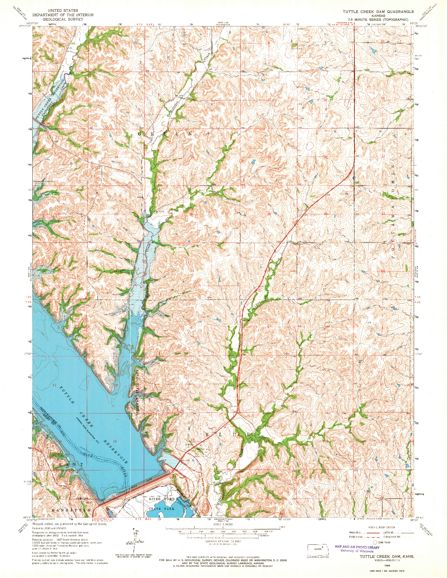 USGS 1:24000-SCALE QUADRANGLE FOR TUTTLE CREEK DAM, KS 1964