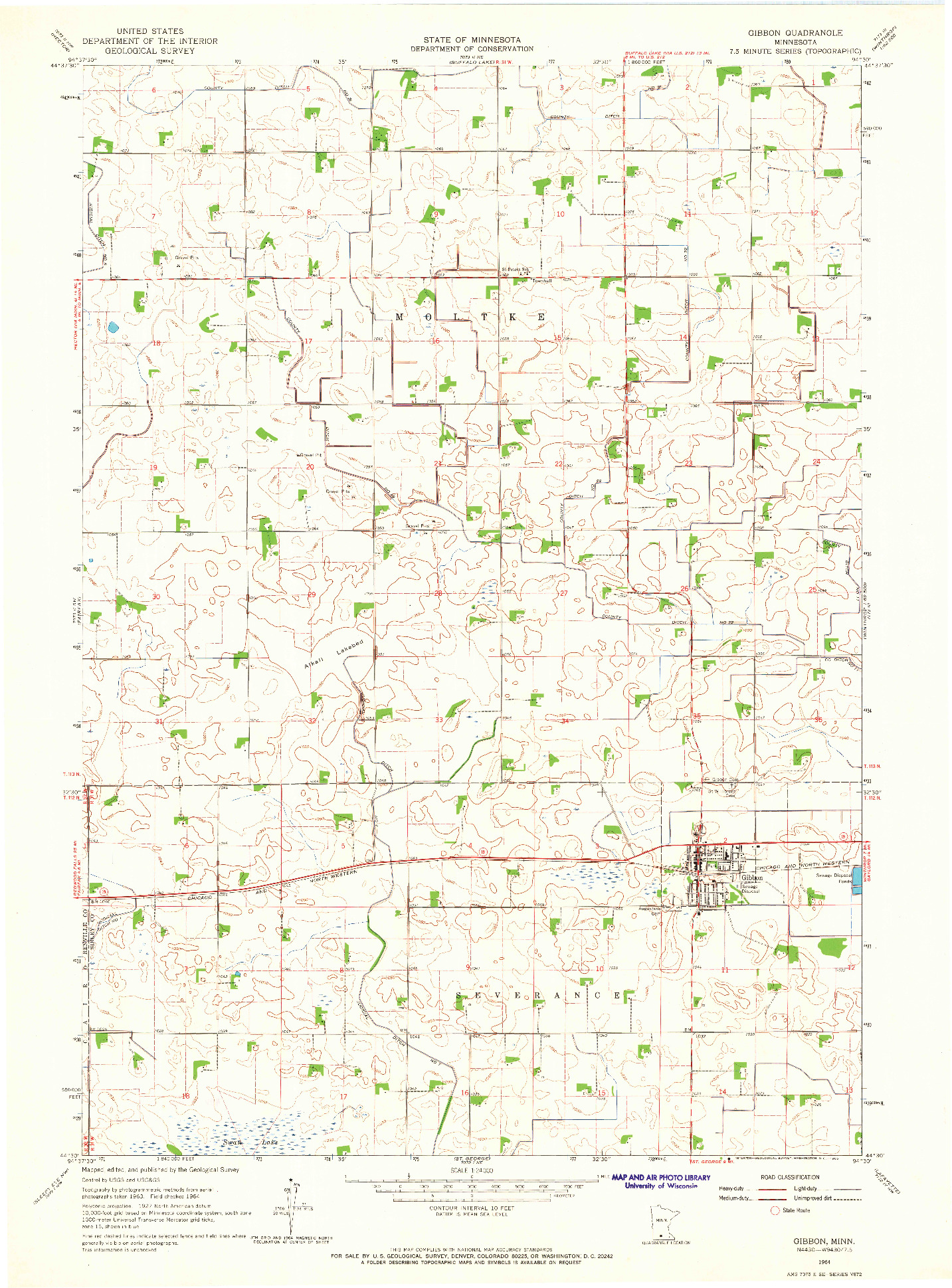 USGS 1:24000-SCALE QUADRANGLE FOR GIBBON, MN 1964