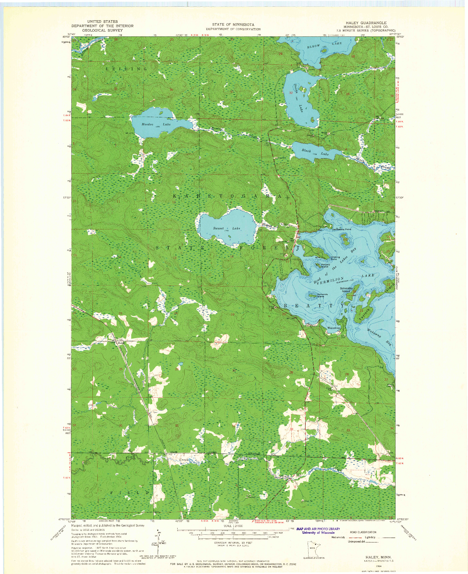 USGS 1:24000-SCALE QUADRANGLE FOR HALEY, MN 1964