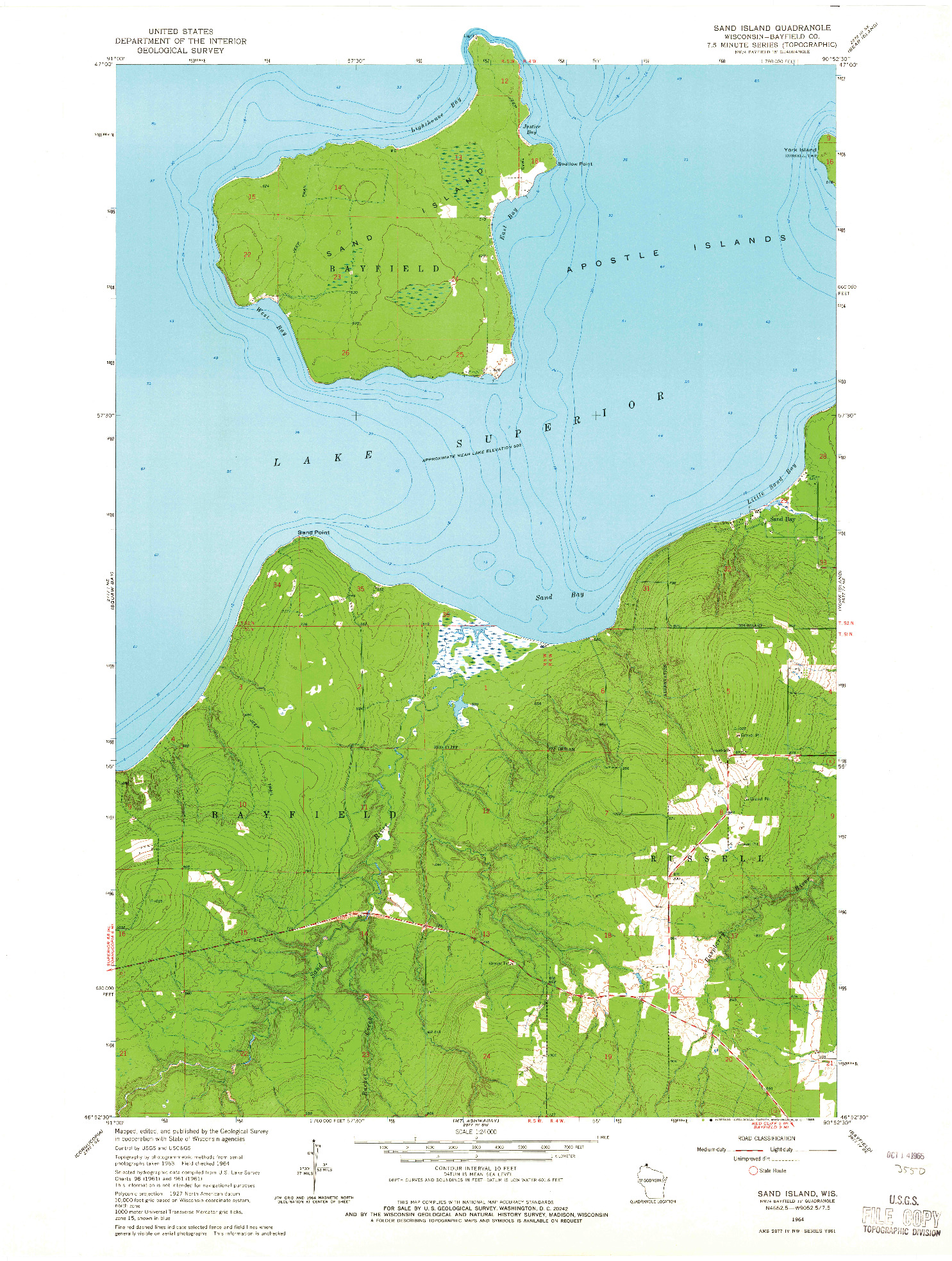 USGS 1:24000-SCALE QUADRANGLE FOR SAND ISLAND, WI 1964