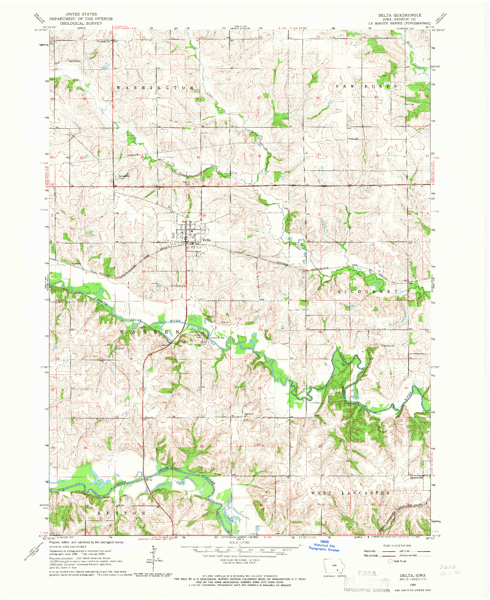 USGS 1:24000-SCALE QUADRANGLE FOR DELTA, IA 1965
