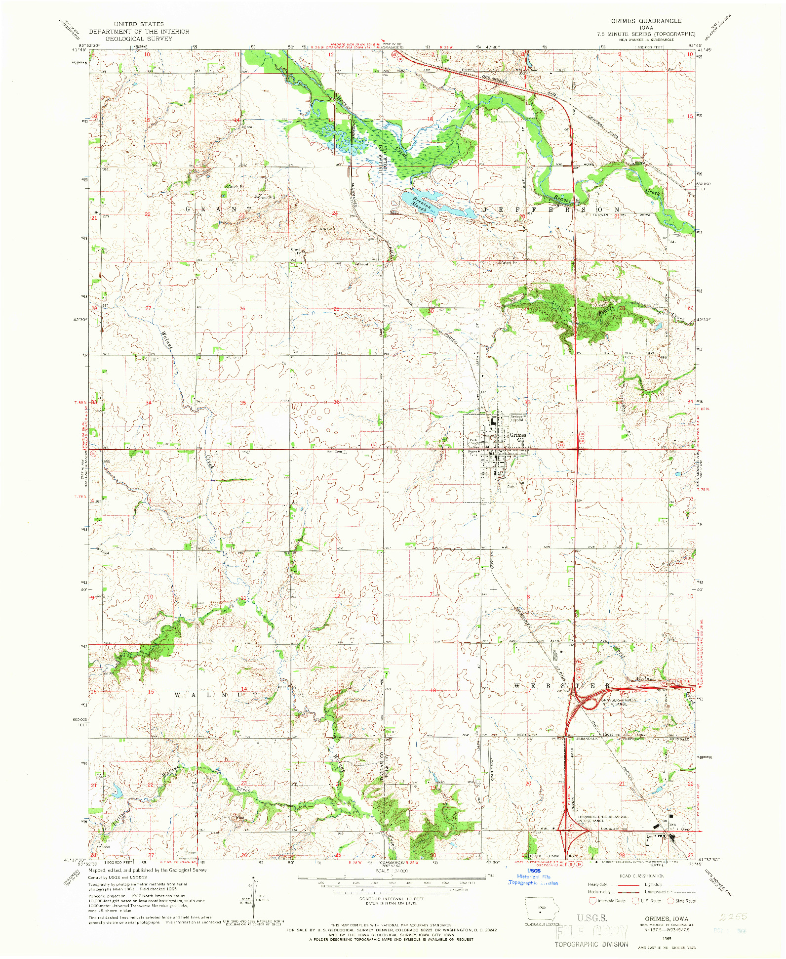 USGS 1:24000-SCALE QUADRANGLE FOR GRIMES, IA 1965