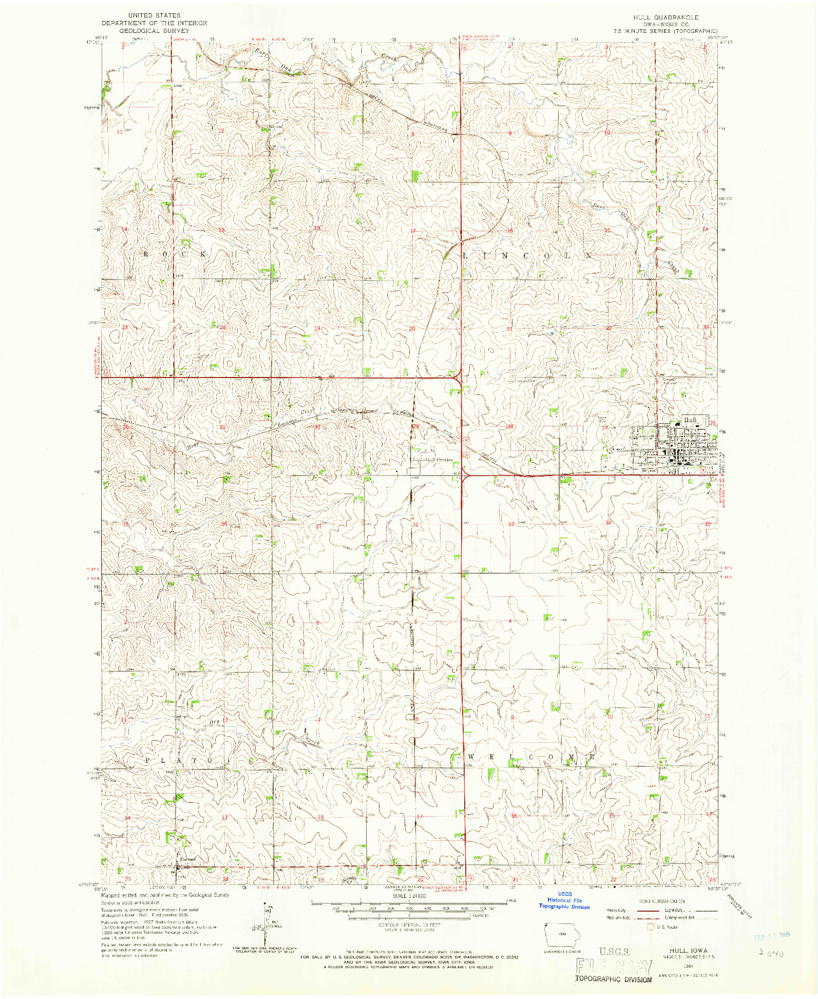 USGS 1:24000-SCALE QUADRANGLE FOR HULL, IA 1964
