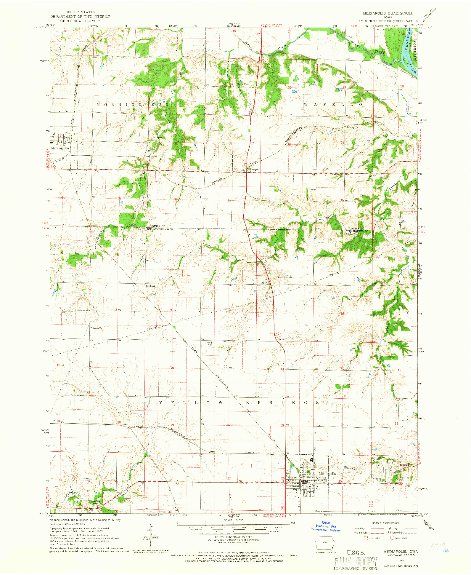USGS 1:24000-SCALE QUADRANGLE FOR MEDIAPOLIS, IA 1965