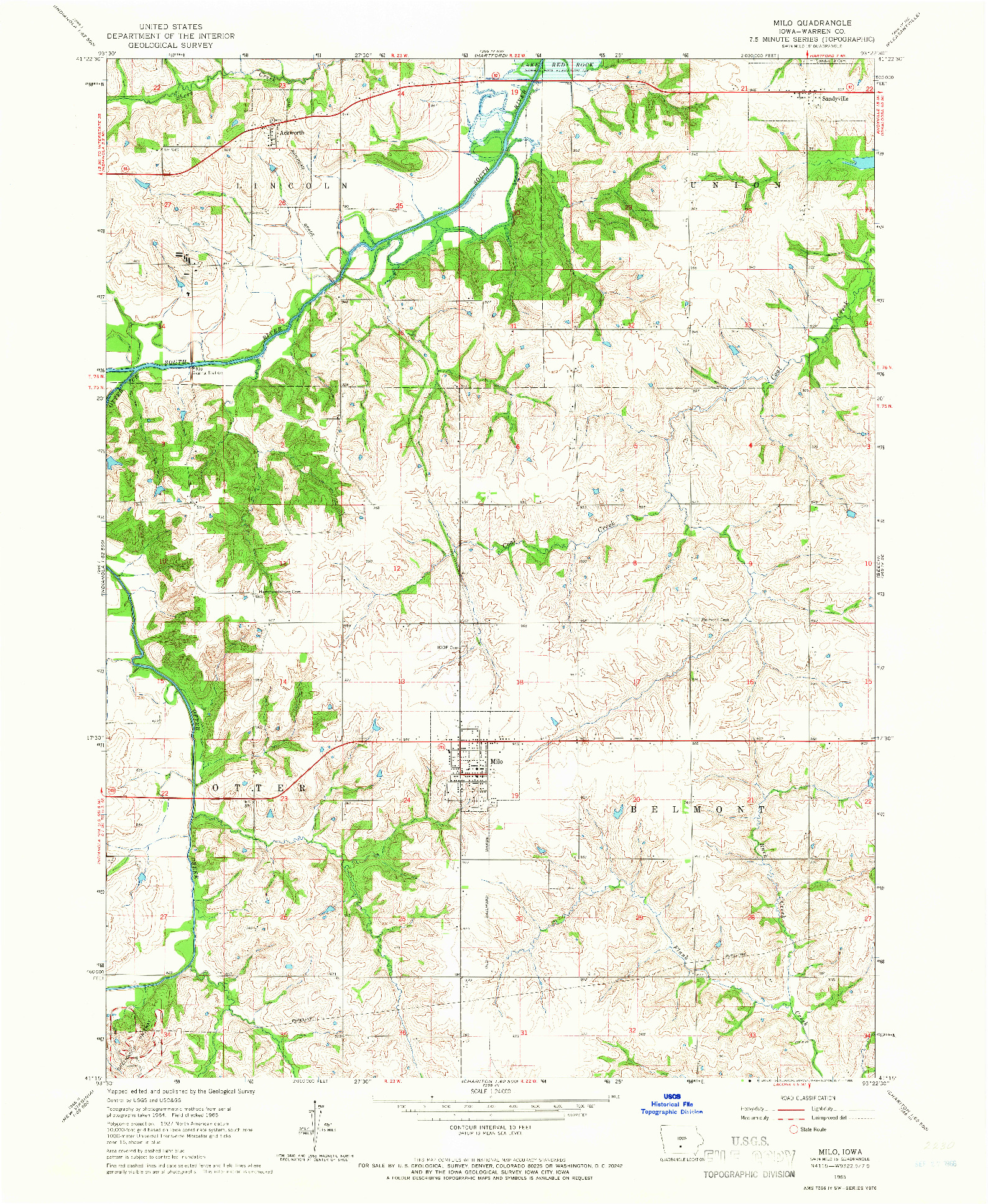 USGS 1:24000-SCALE QUADRANGLE FOR MILO, IA 1965