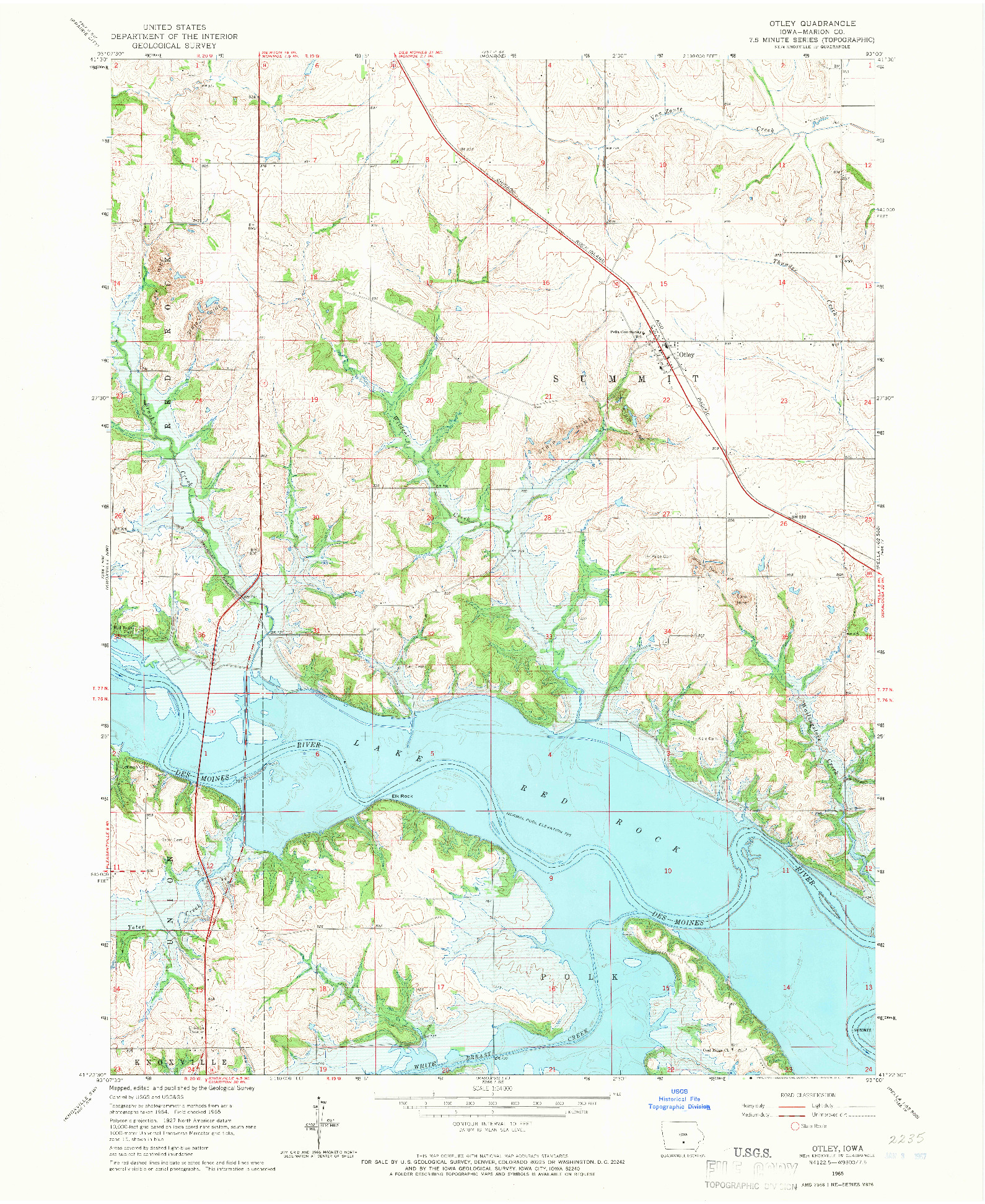 USGS 1:24000-SCALE QUADRANGLE FOR OTLEY, IA 1965