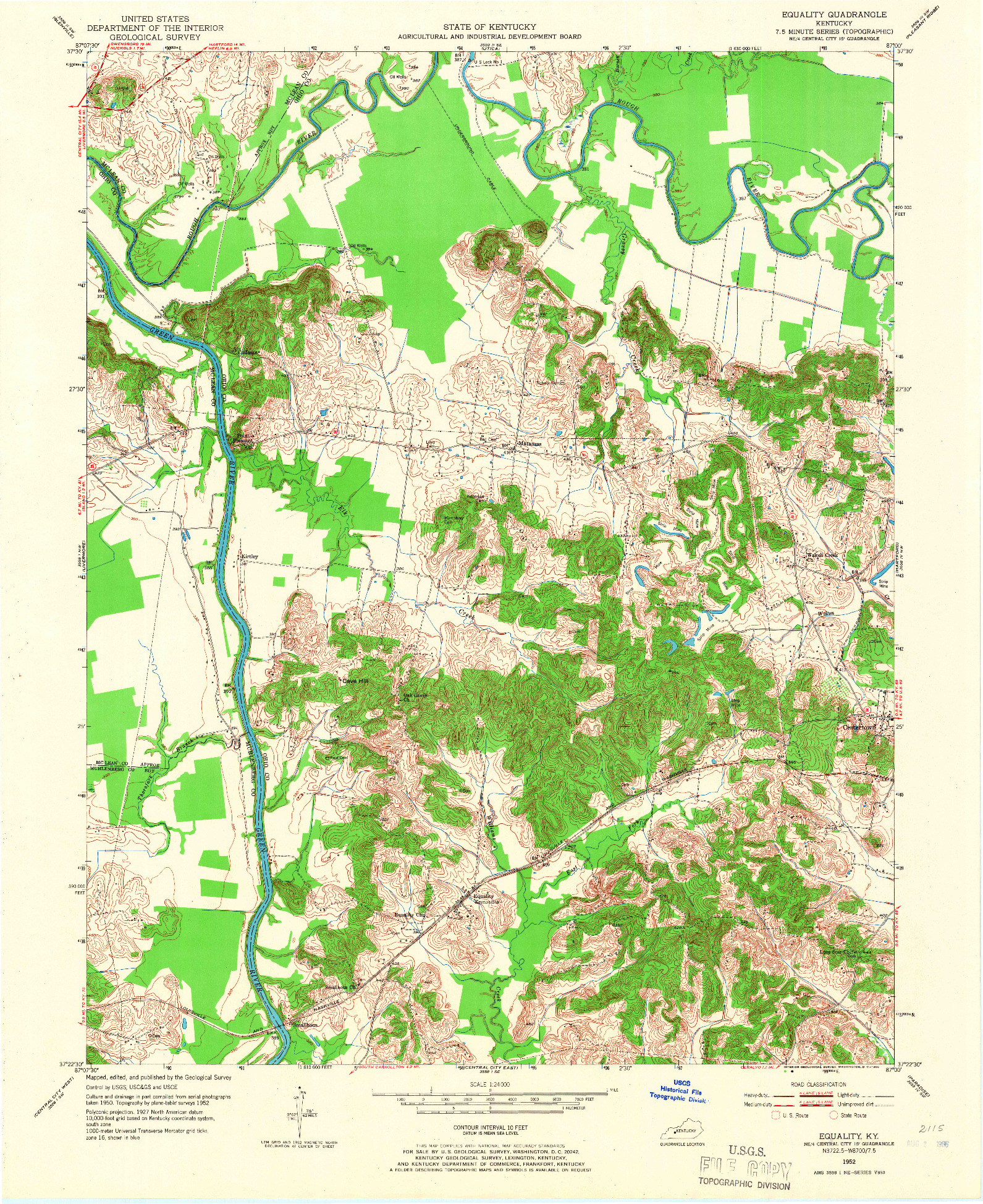 USGS 1:24000-SCALE QUADRANGLE FOR EQUALITY, KY 1952