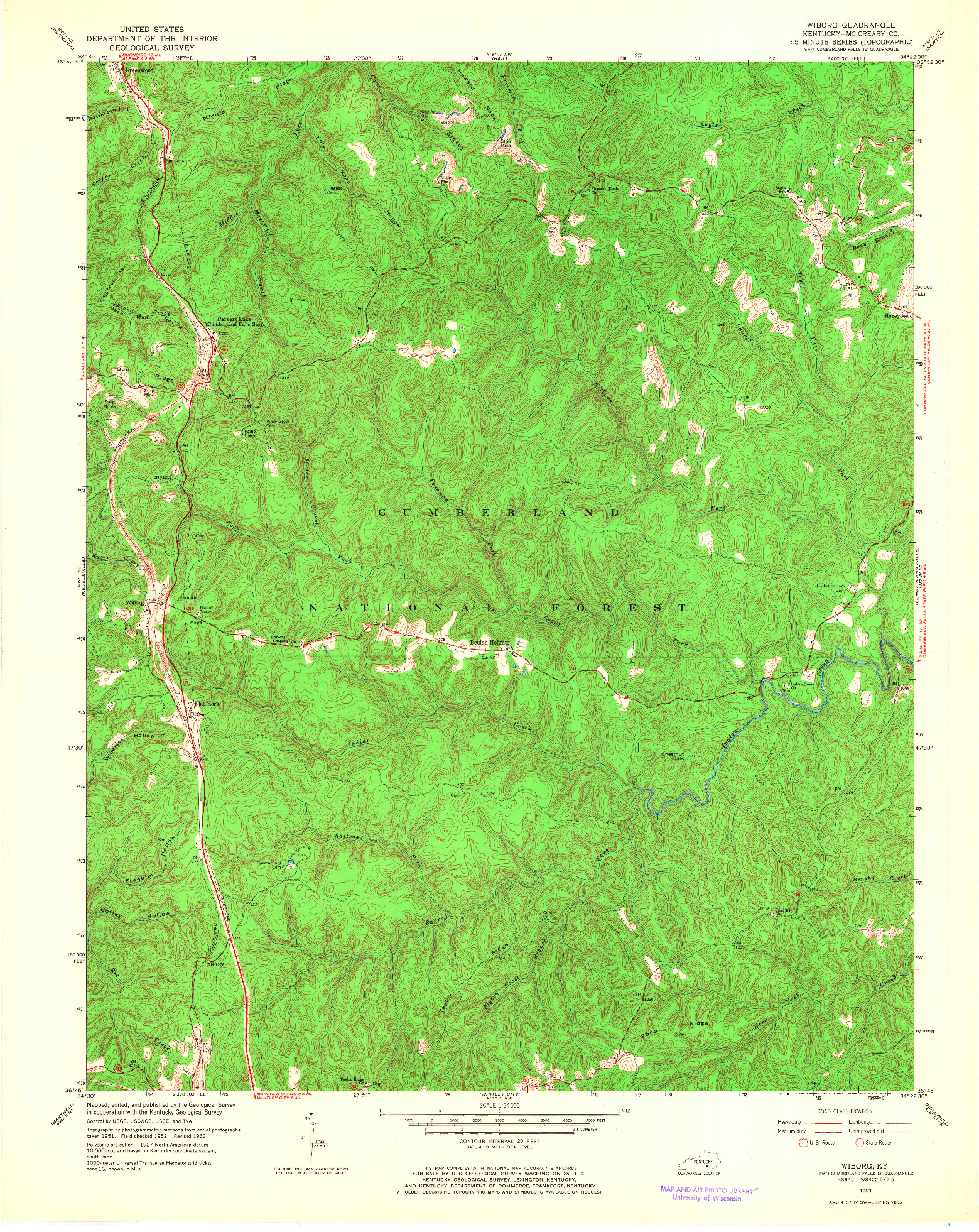 USGS 1:24000-SCALE QUADRANGLE FOR WIBORG, KY 1963