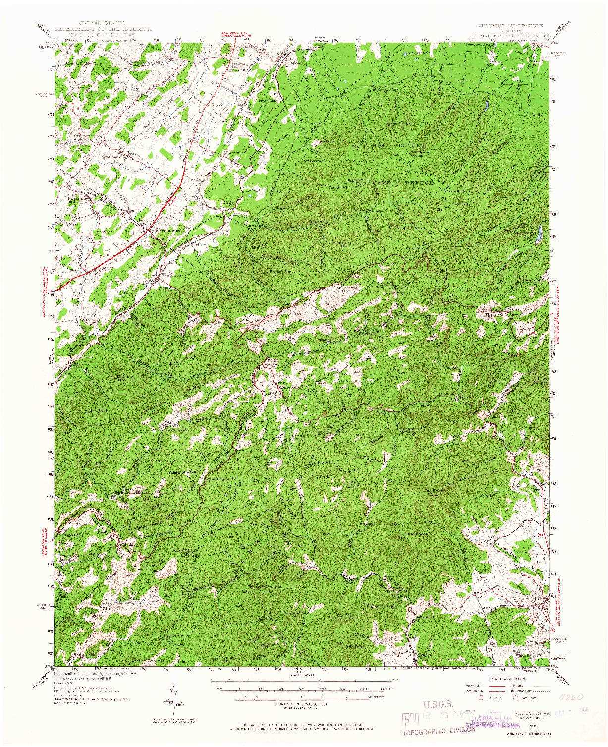 USGS 1:62500-SCALE QUADRANGLE FOR VESUVIUS, VA 1950