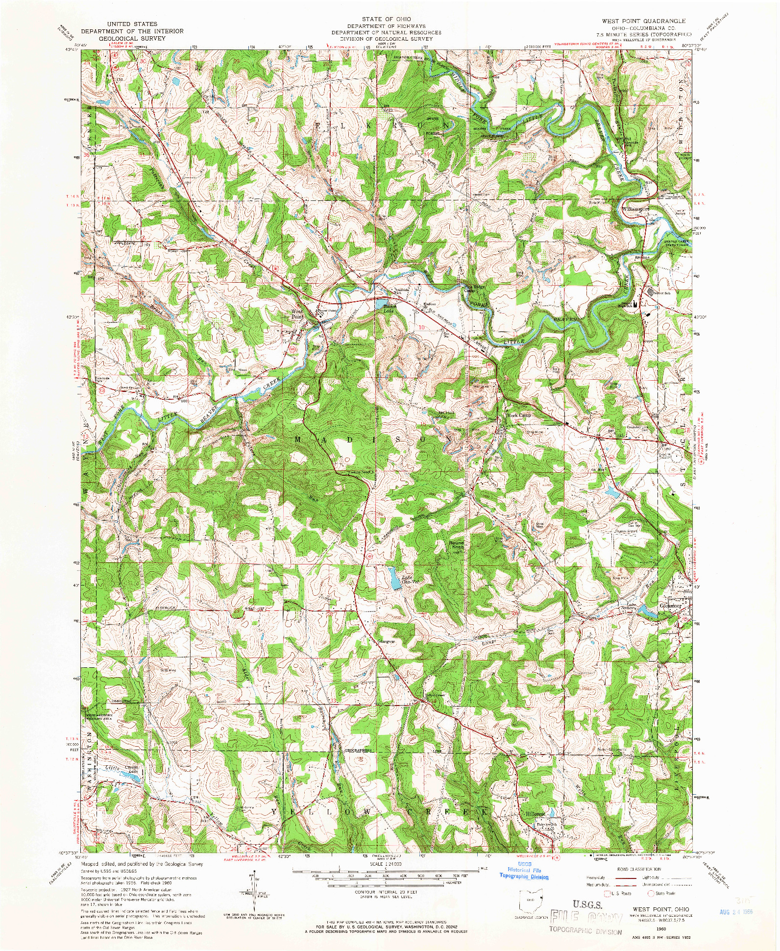 USGS 1:24000-SCALE QUADRANGLE FOR WEST POINT, OH 1960