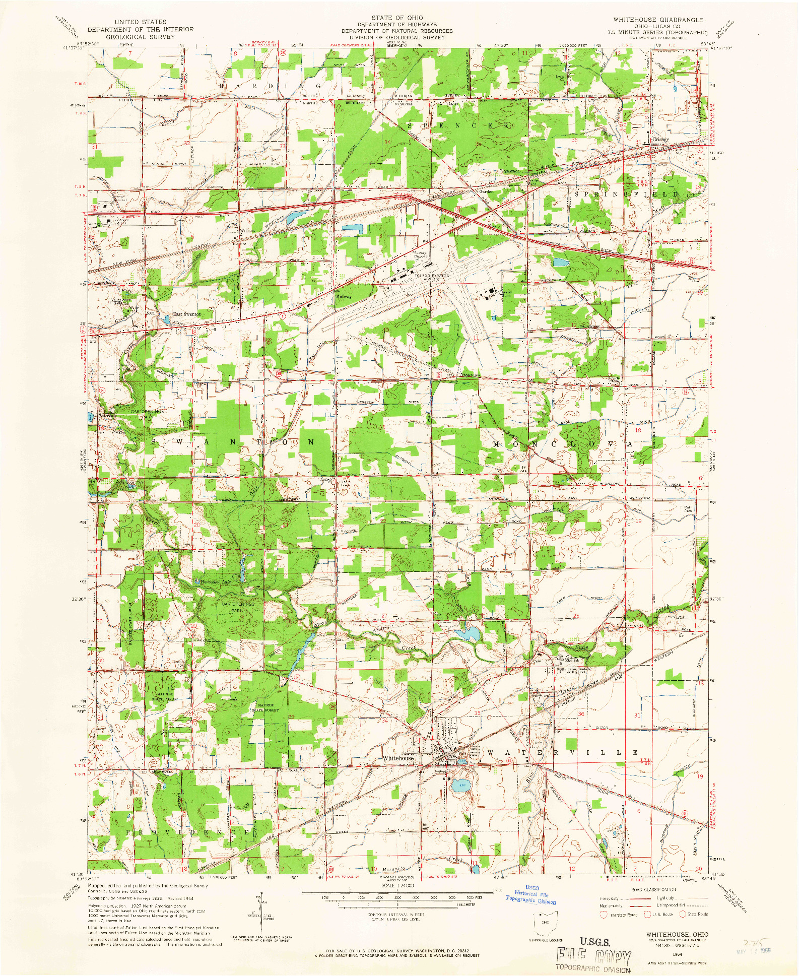 USGS 1:24000-SCALE QUADRANGLE FOR WHITEHOUSE, OH 1964